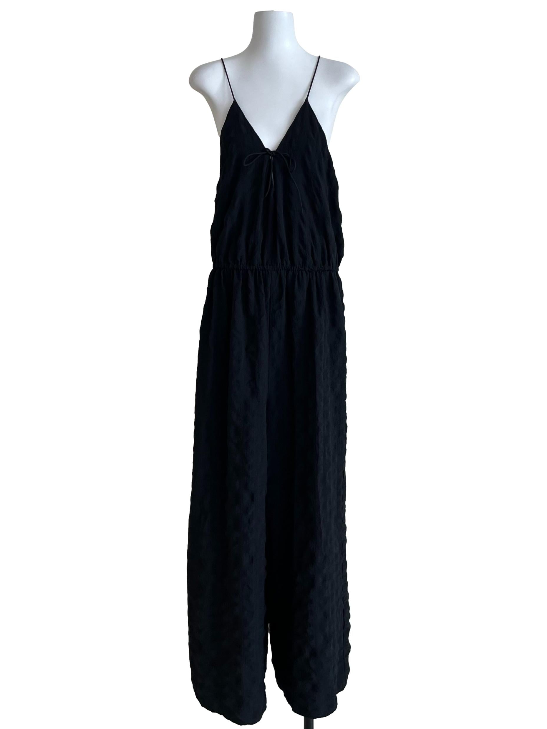 Black V Neck Spaghetti Strap Jumpsuit
