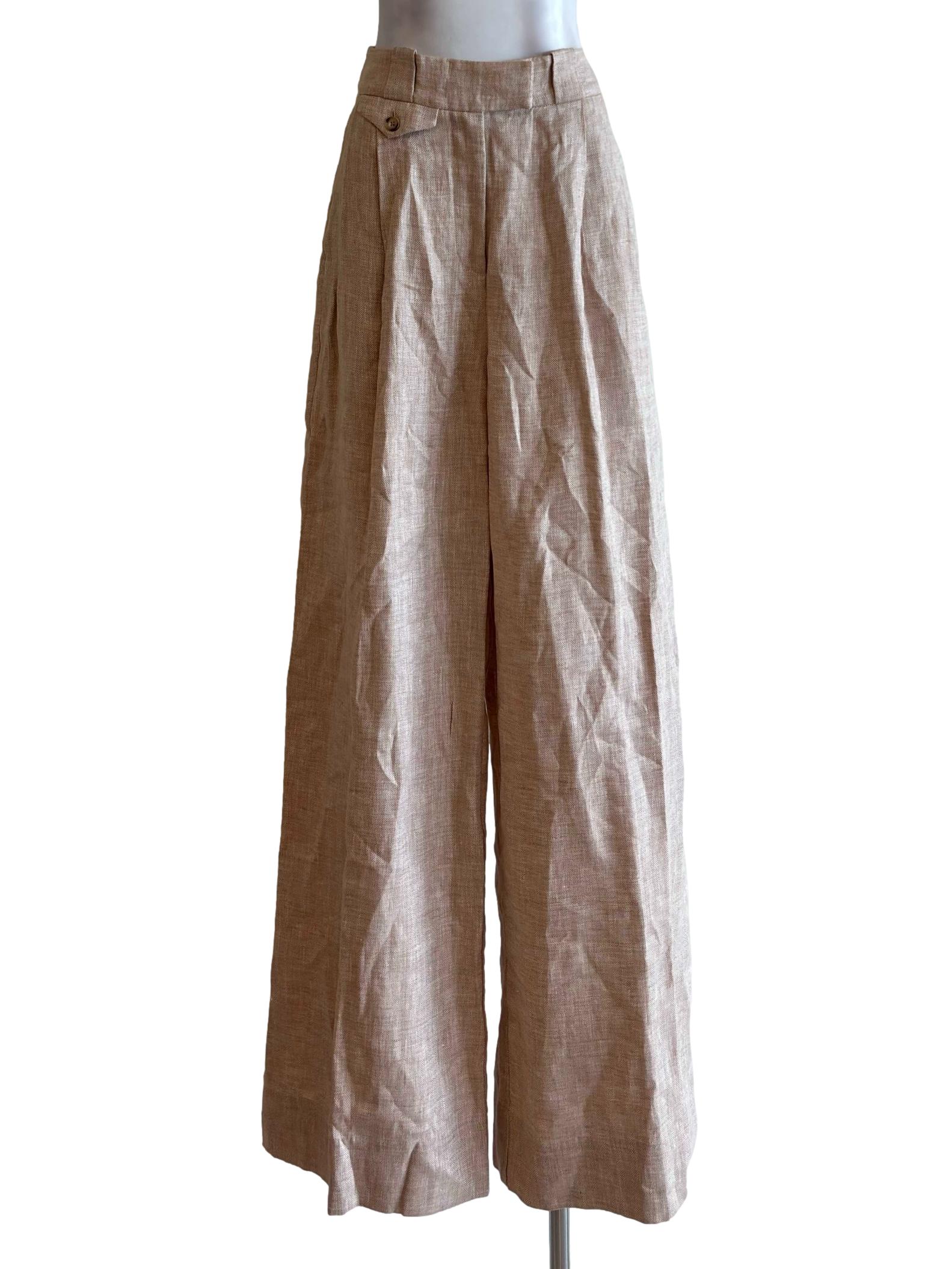Beige Tweed Wide Leg Pant