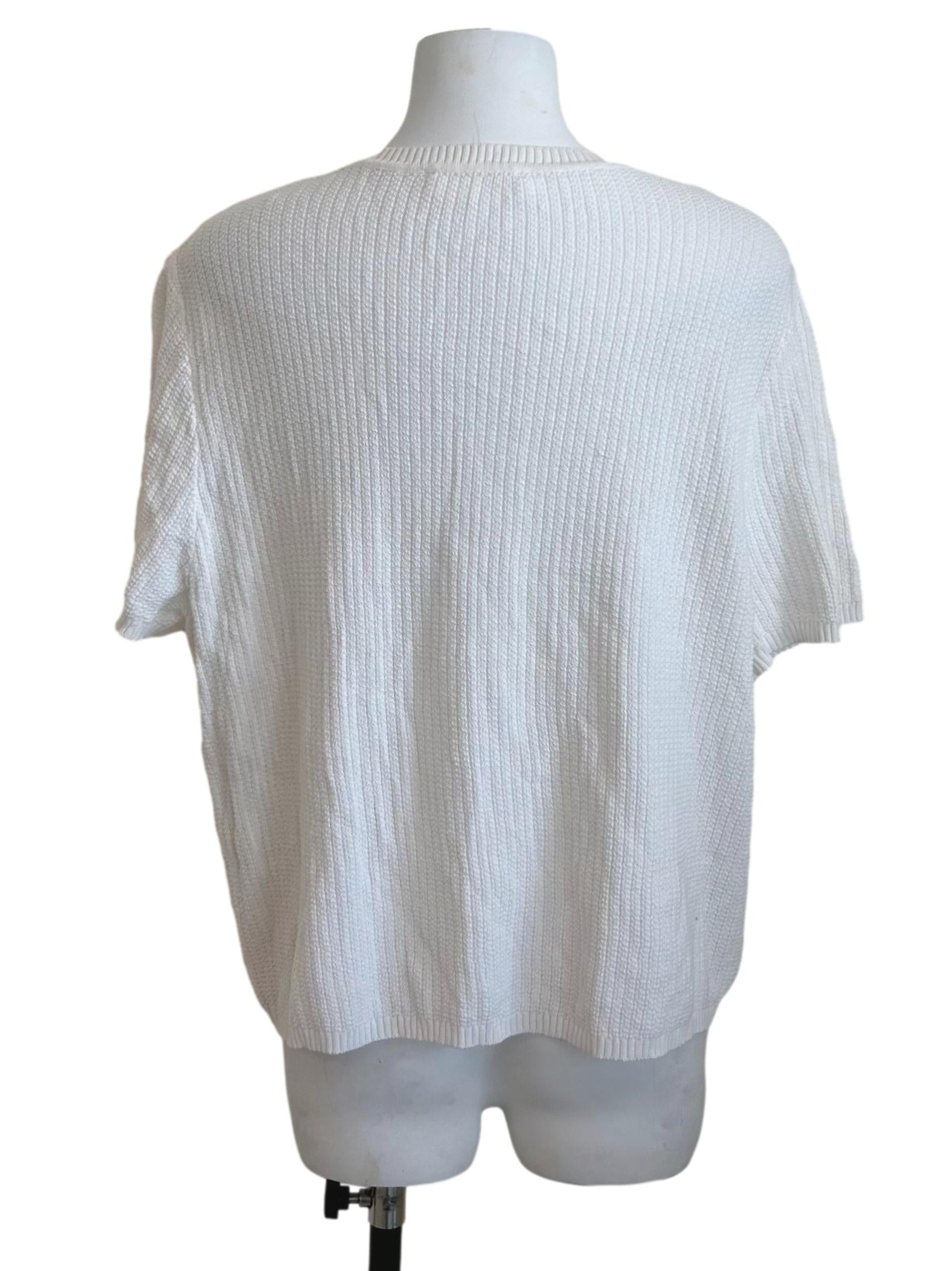 White Ribbed Knitted Short Sleeve Top