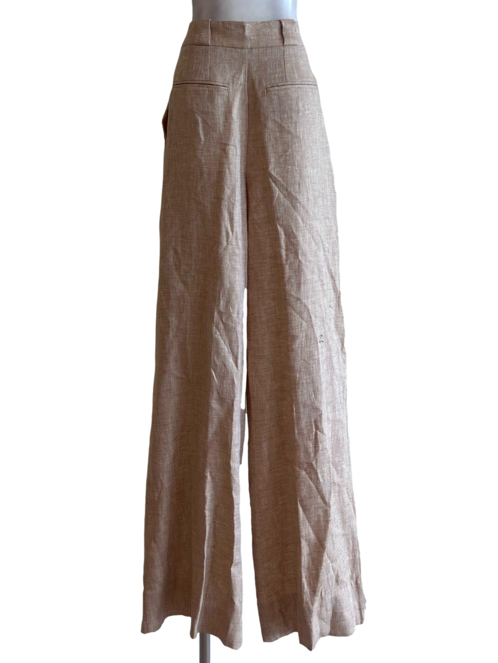 Beige Tweed Wide Leg Pant