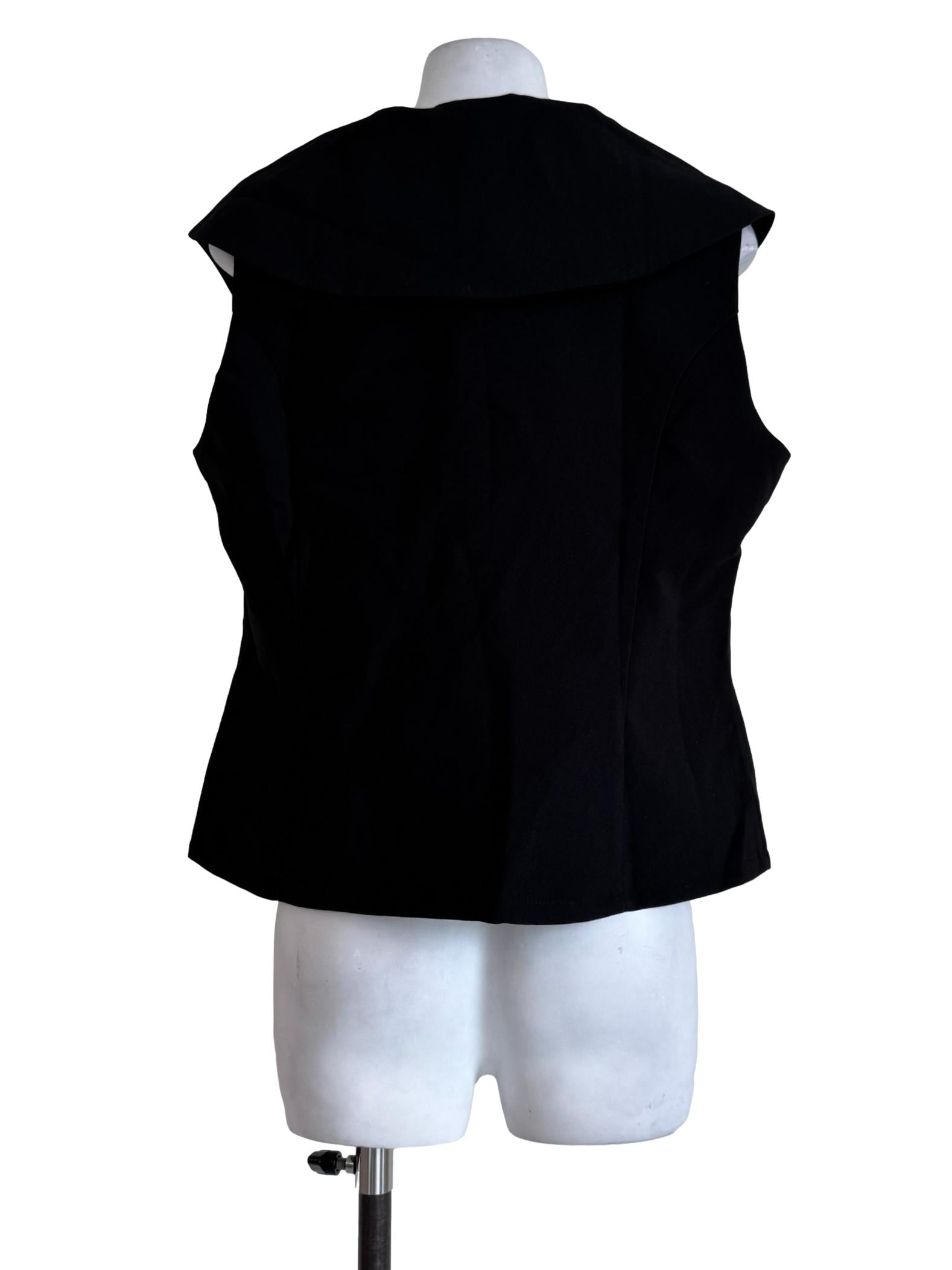 Textured Black Sailor Collar Vest