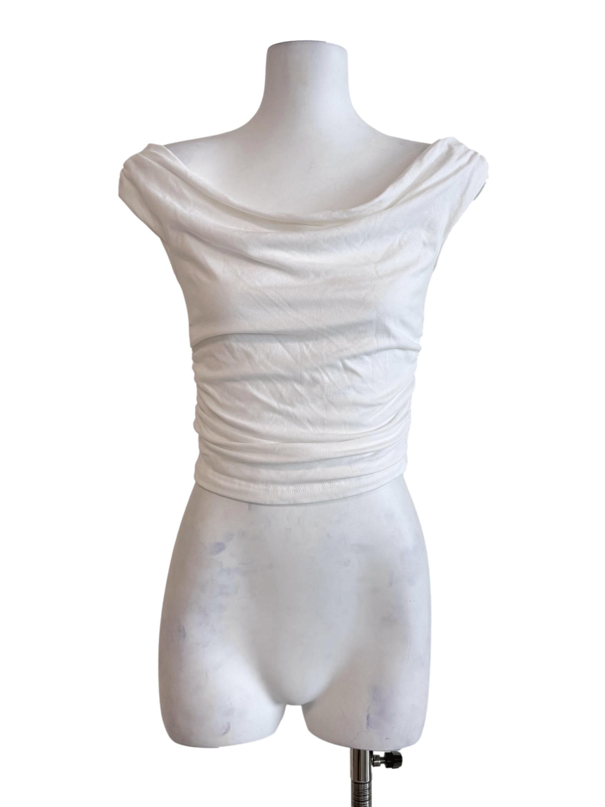 Daisy White Side Ruched Top