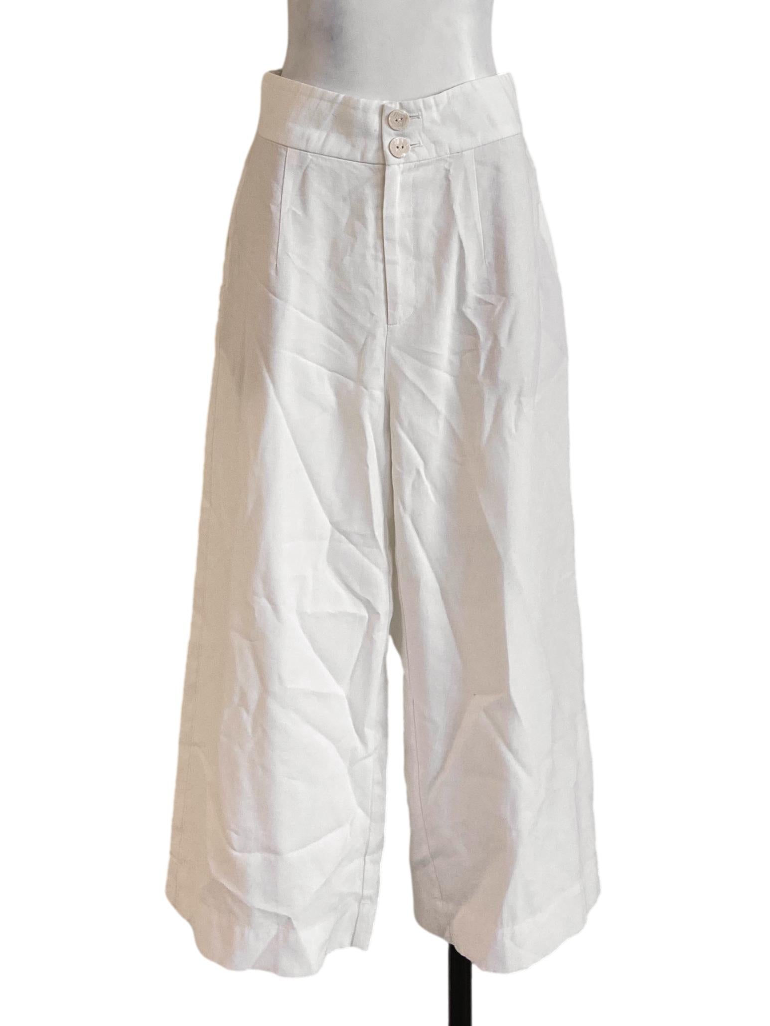 White Twill Straight Pants LB