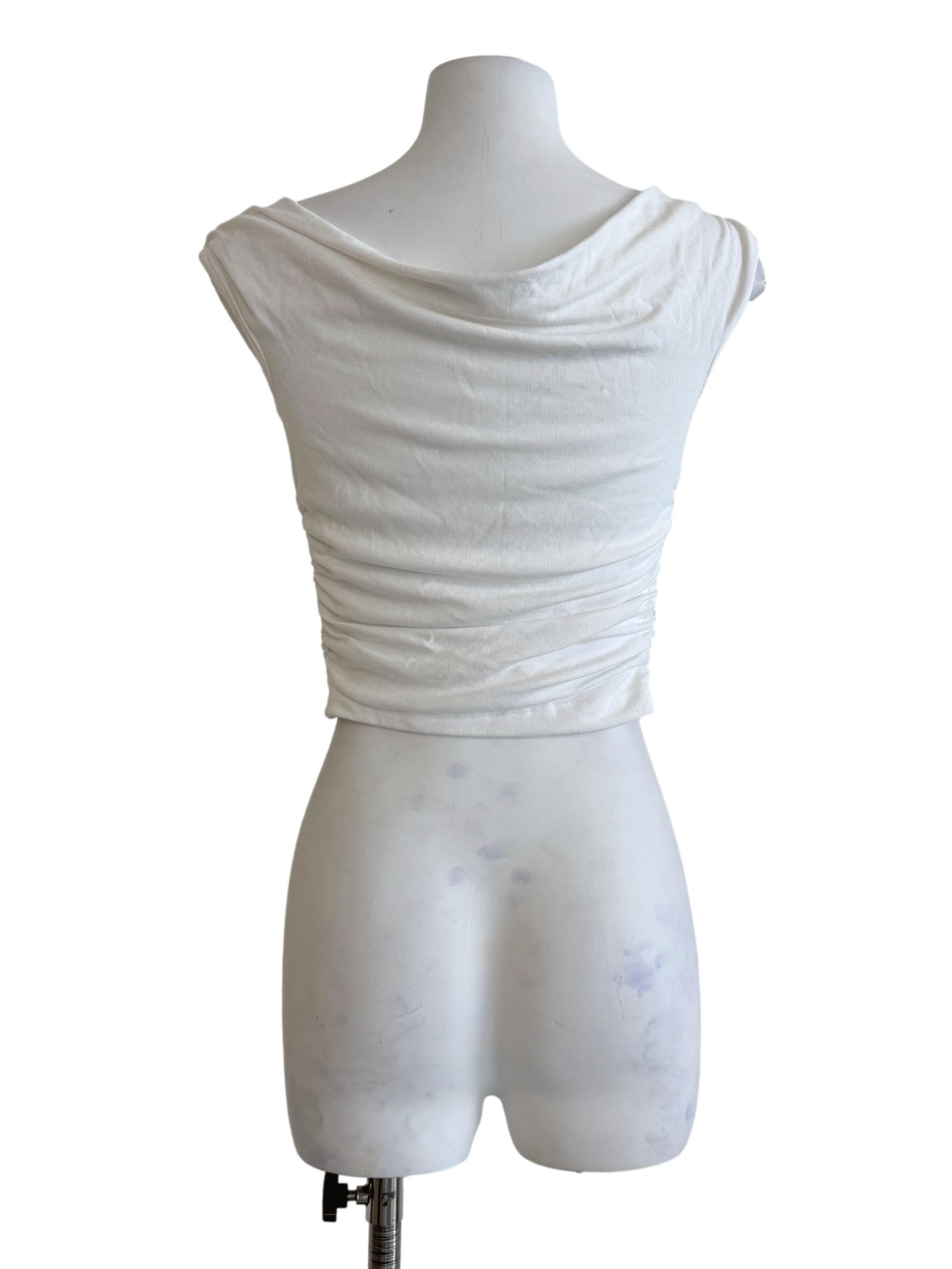 Daisy White Side Ruched Top