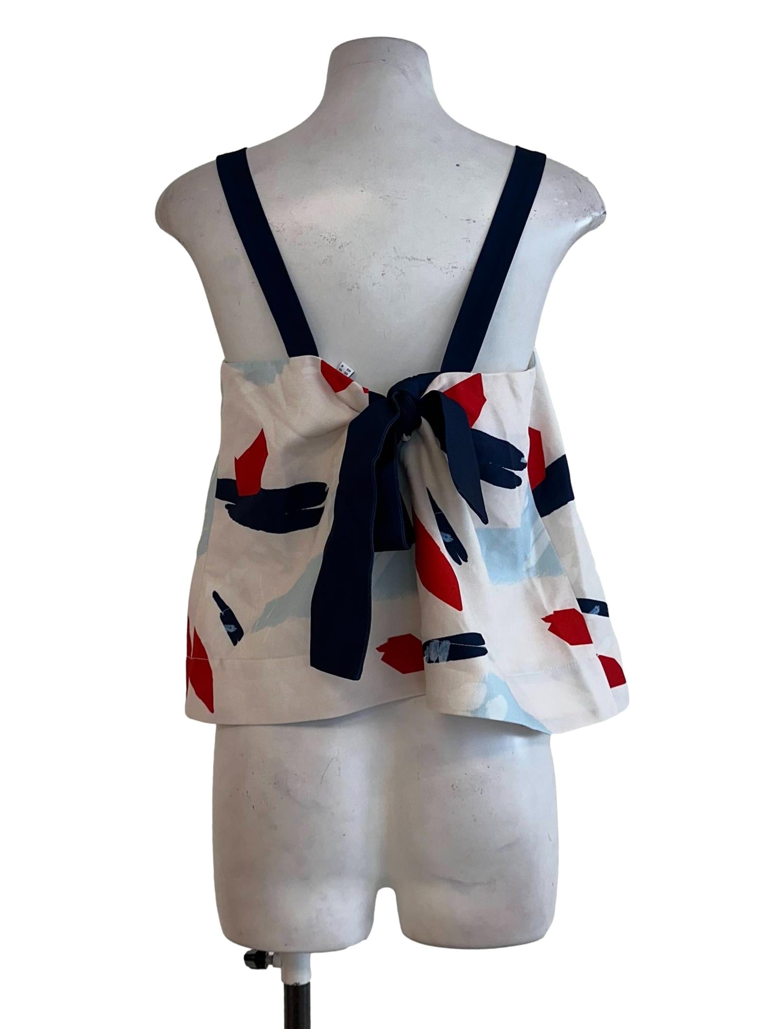 Blue Abstract Pattern Sleeveless Top