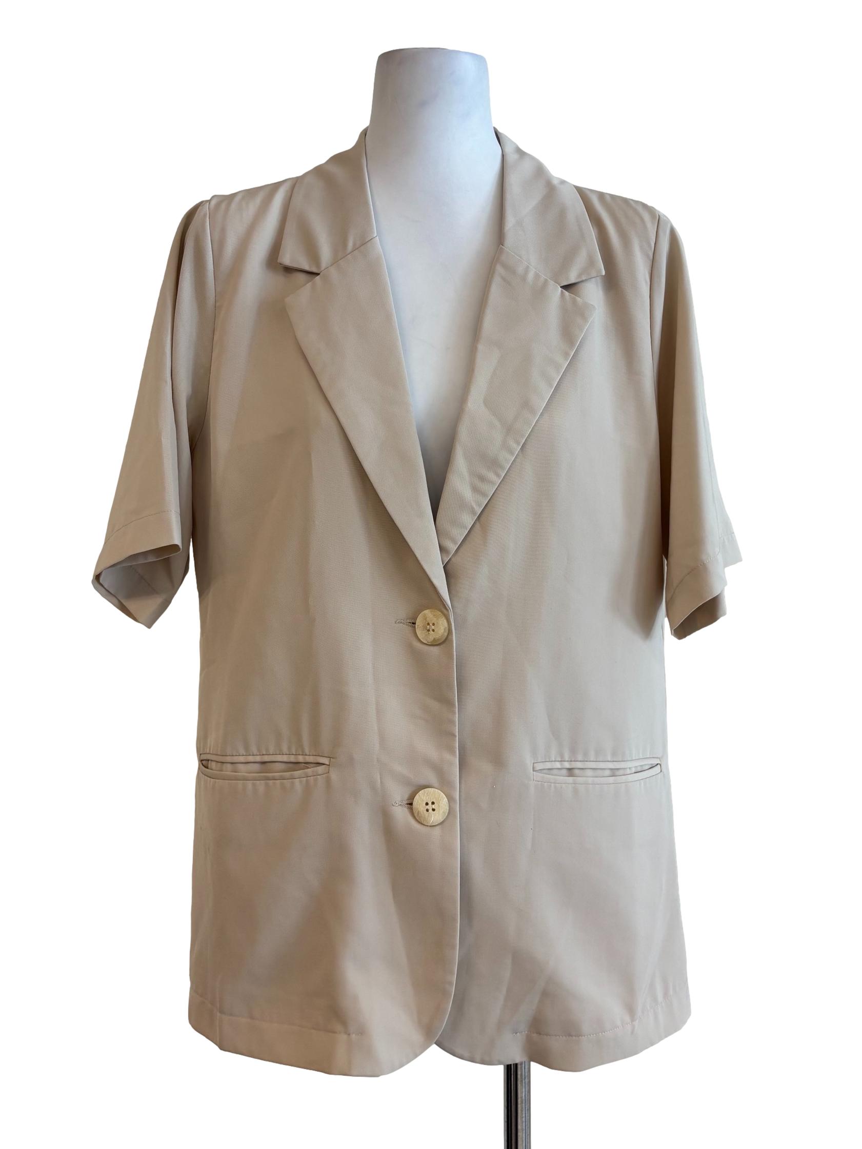 Light Beige Short Sleeve Blazer