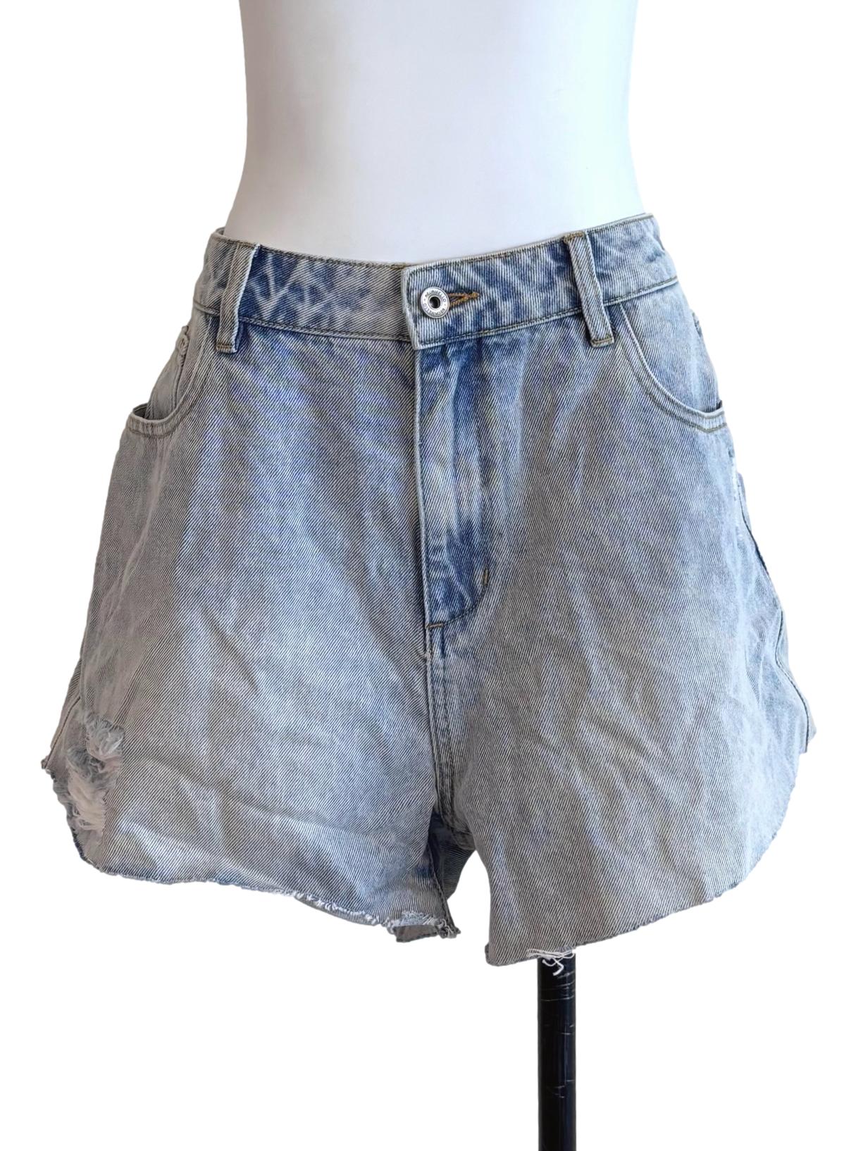 Light Blue Ripped Denim Shorts