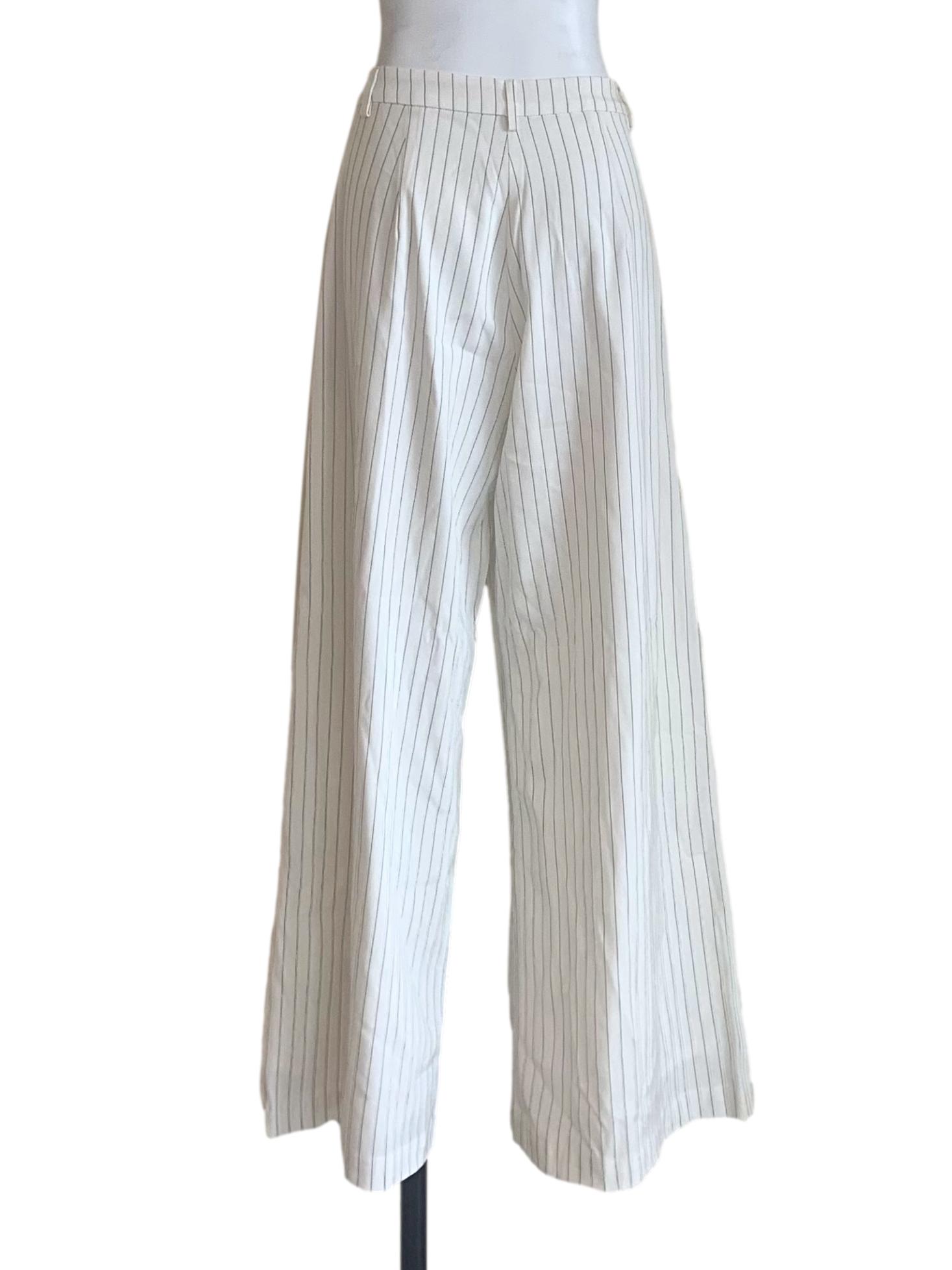 Chiffon White Pencil Stripe Pants