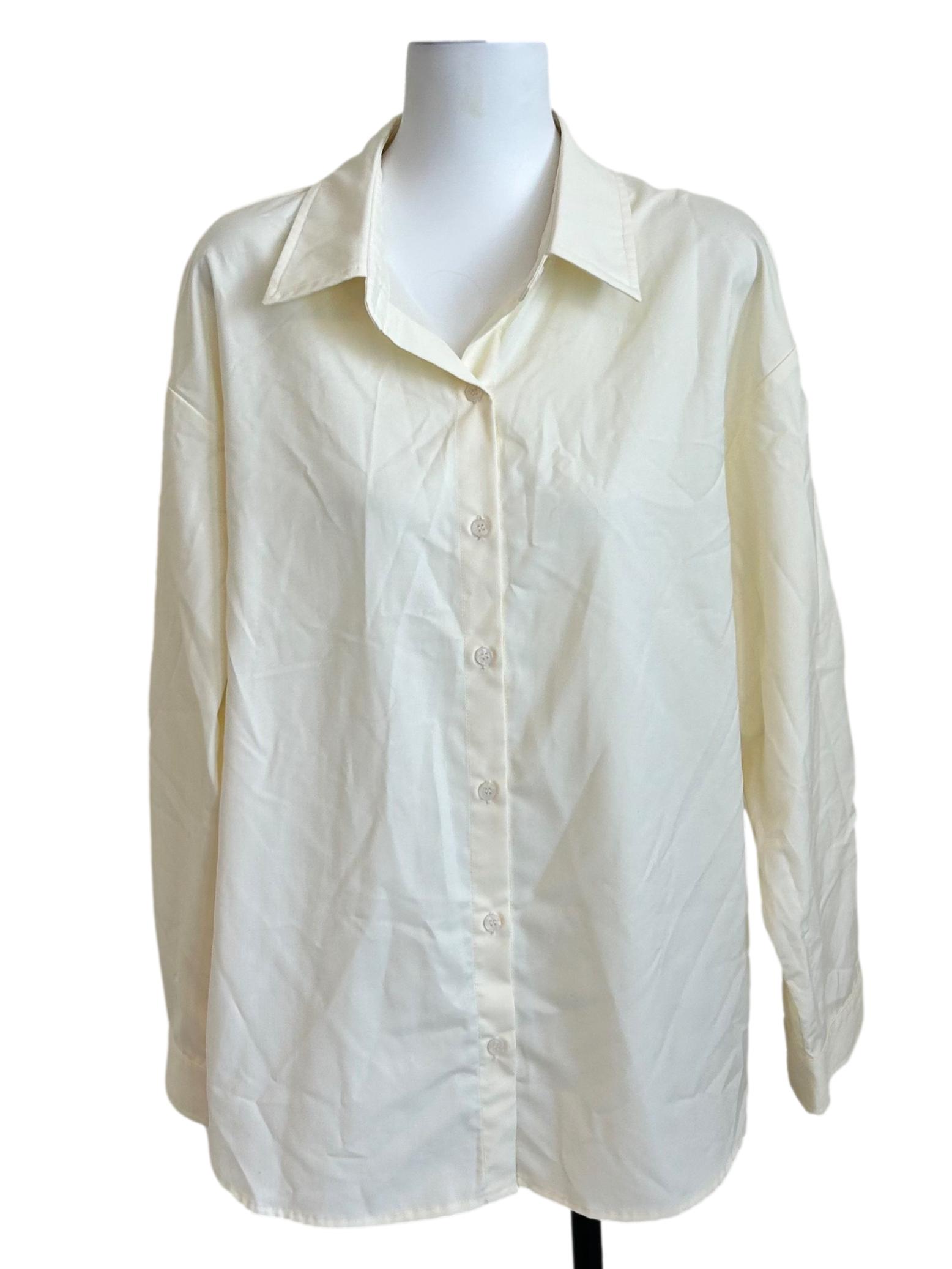 Cream Relaxed Long Sleeve Button Down Shirt