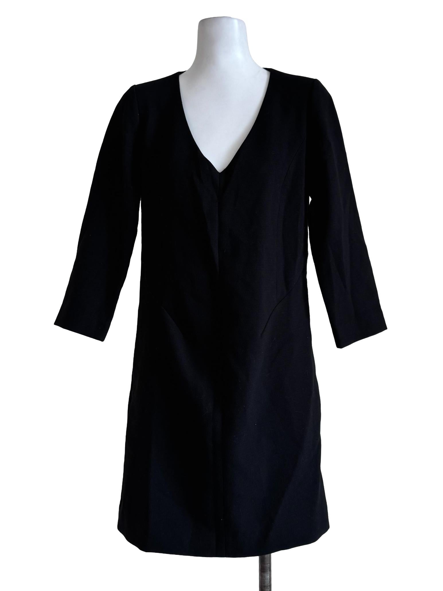 Textured Black Long Sleeve Dress