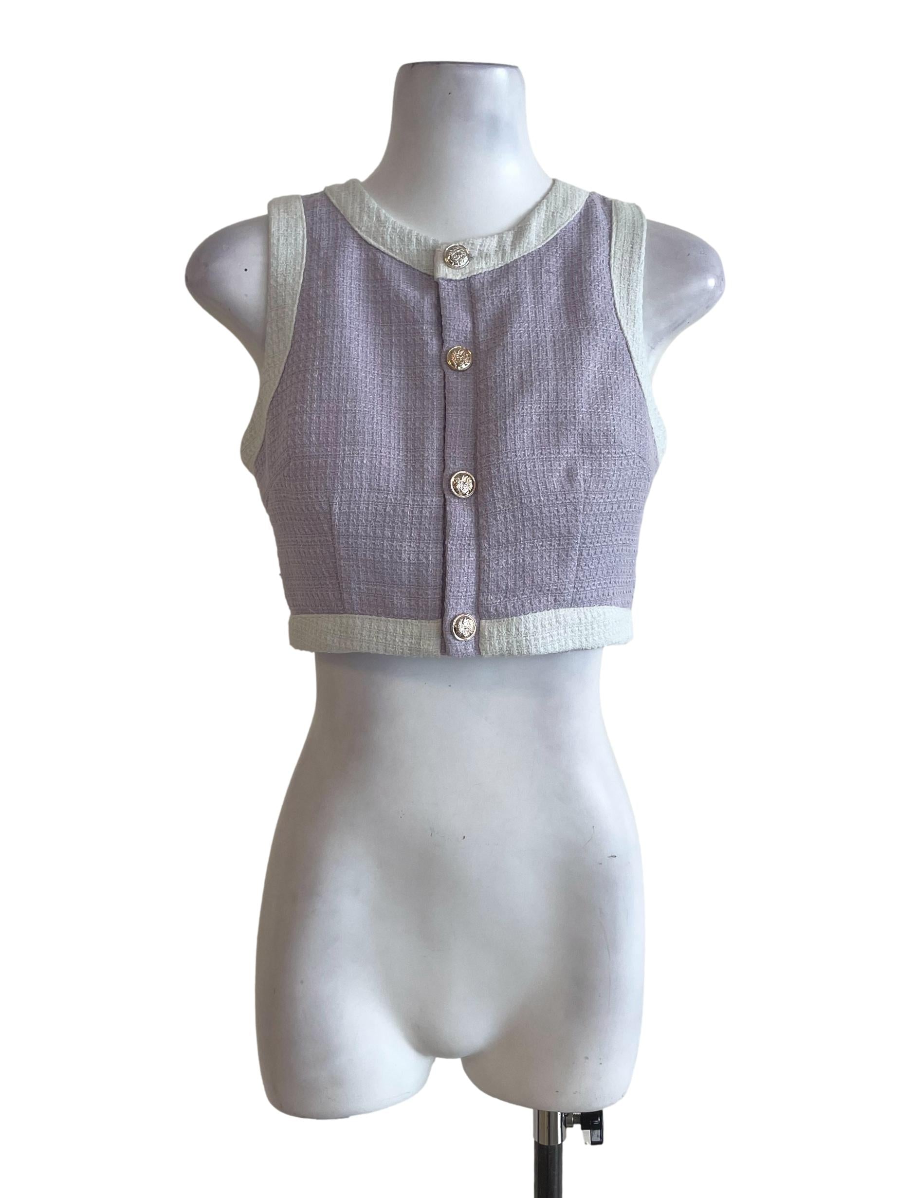Periwinkle Purple Tweed Crop Top