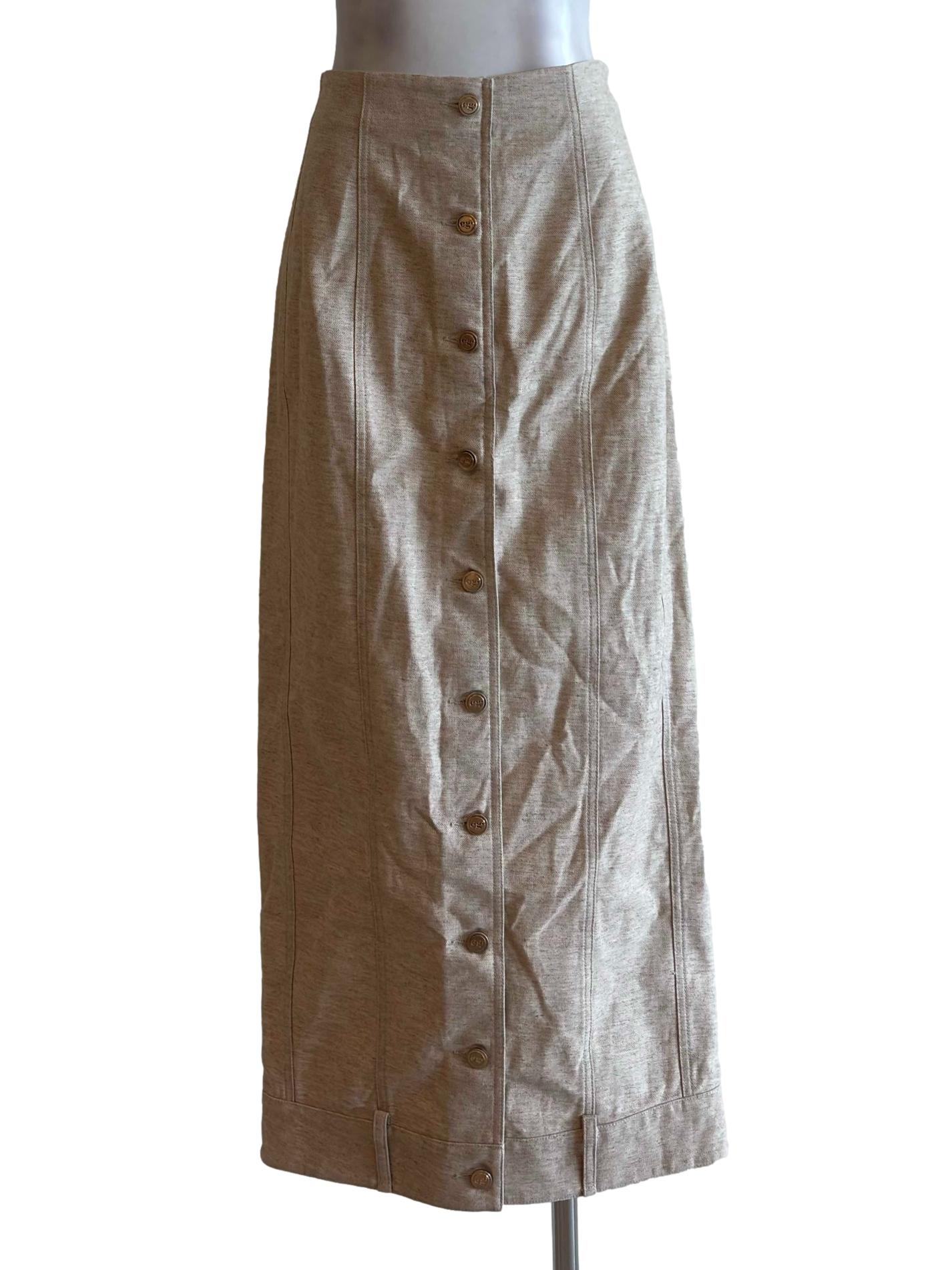 Beach Beige Button Front Lua Skirt