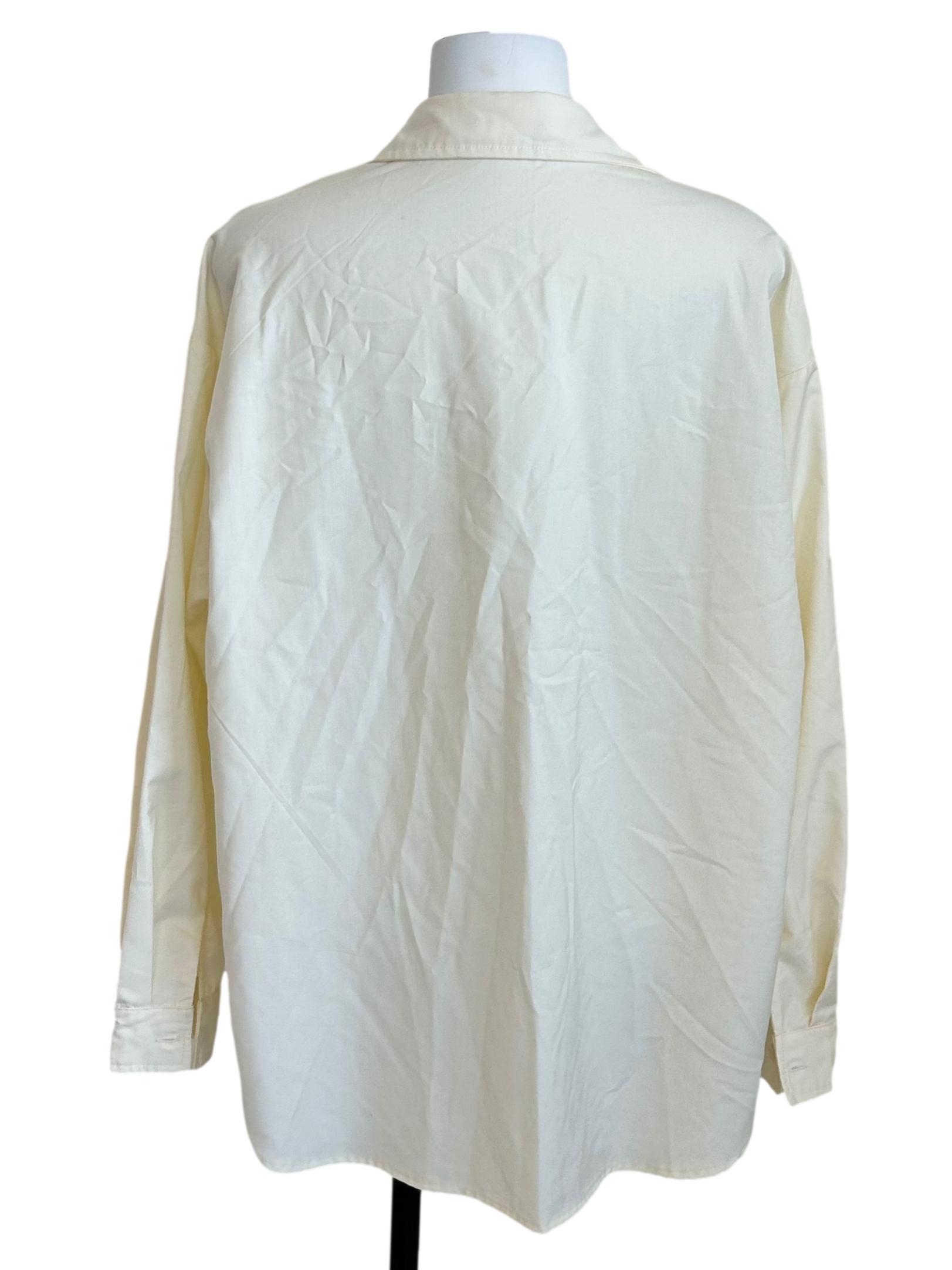 Cream Relaxed Long Sleeve Button Down Shirt