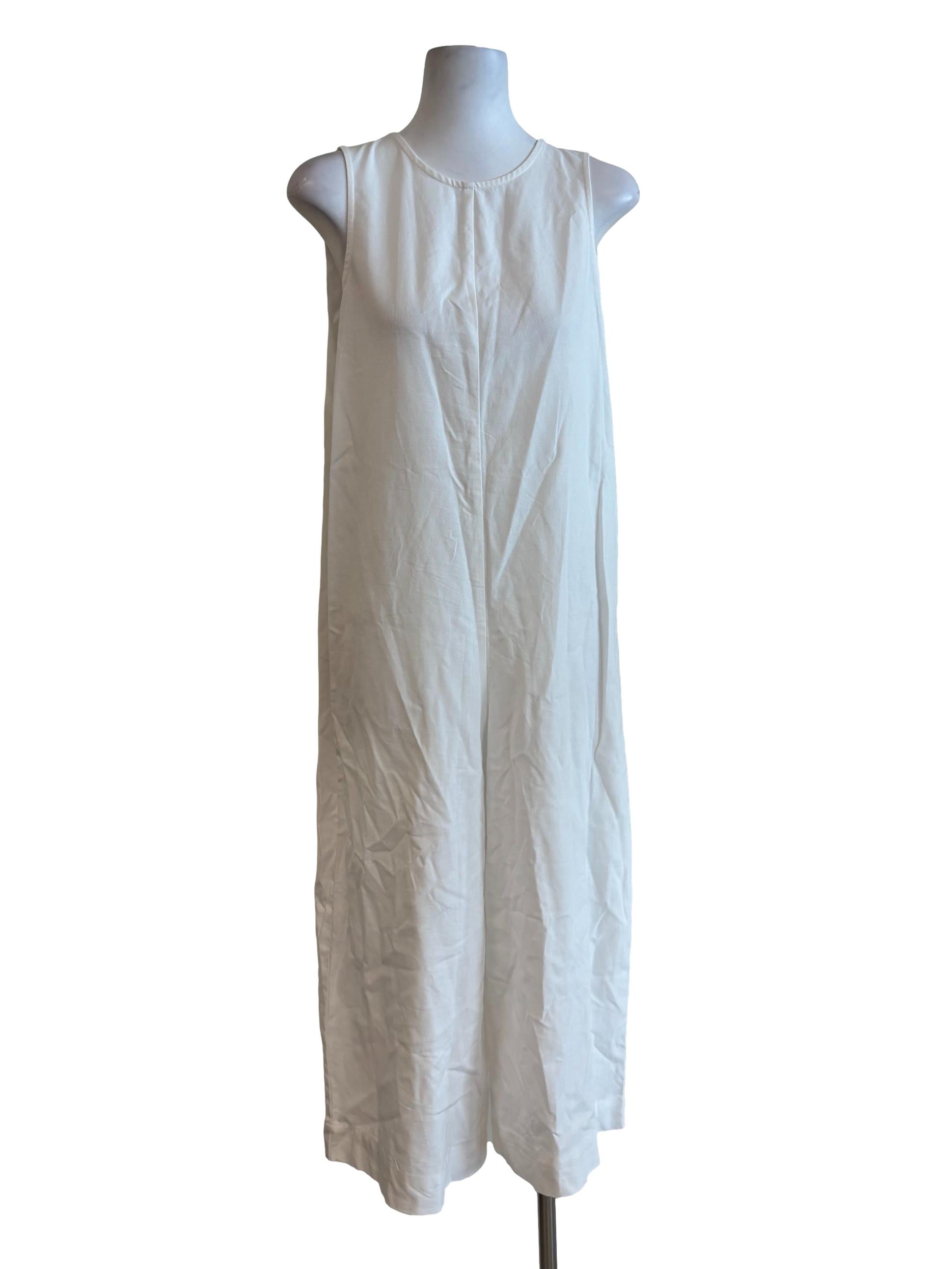 Pearl White Sleeveless Cotton Jumpsuit