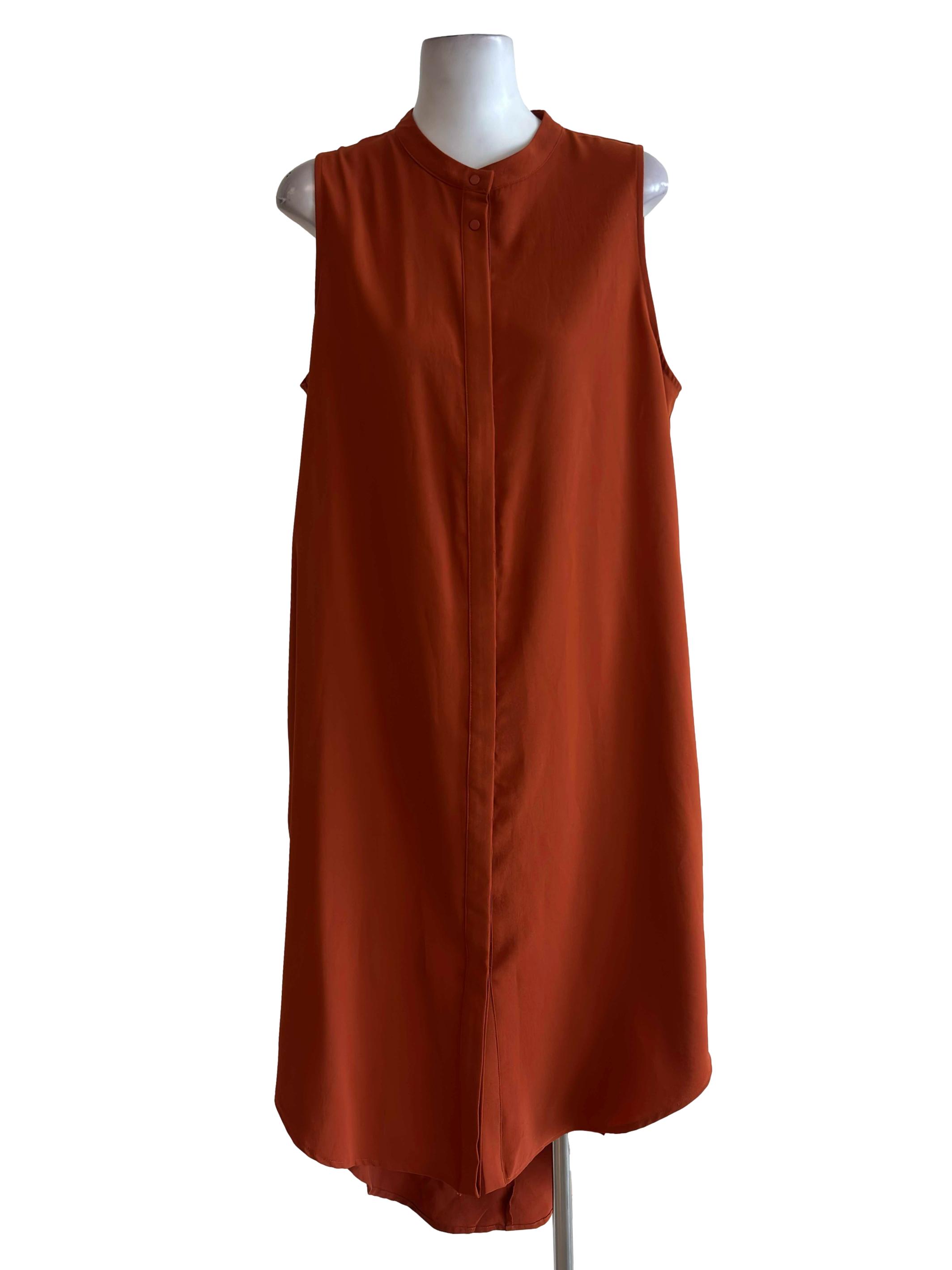 Fire Orange Button Front Shift Dress