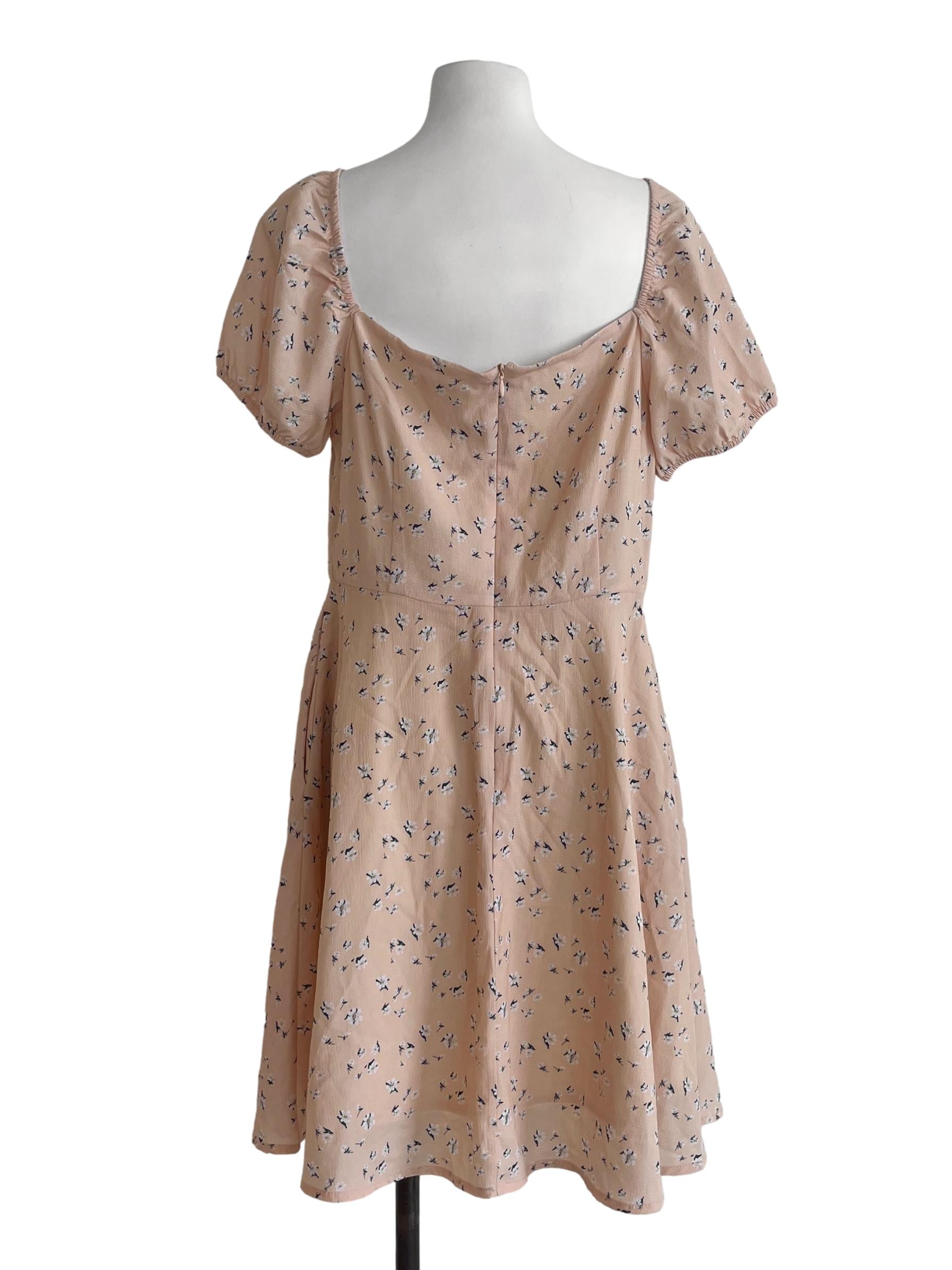 Peachy Yellow Floral Pattern Dress