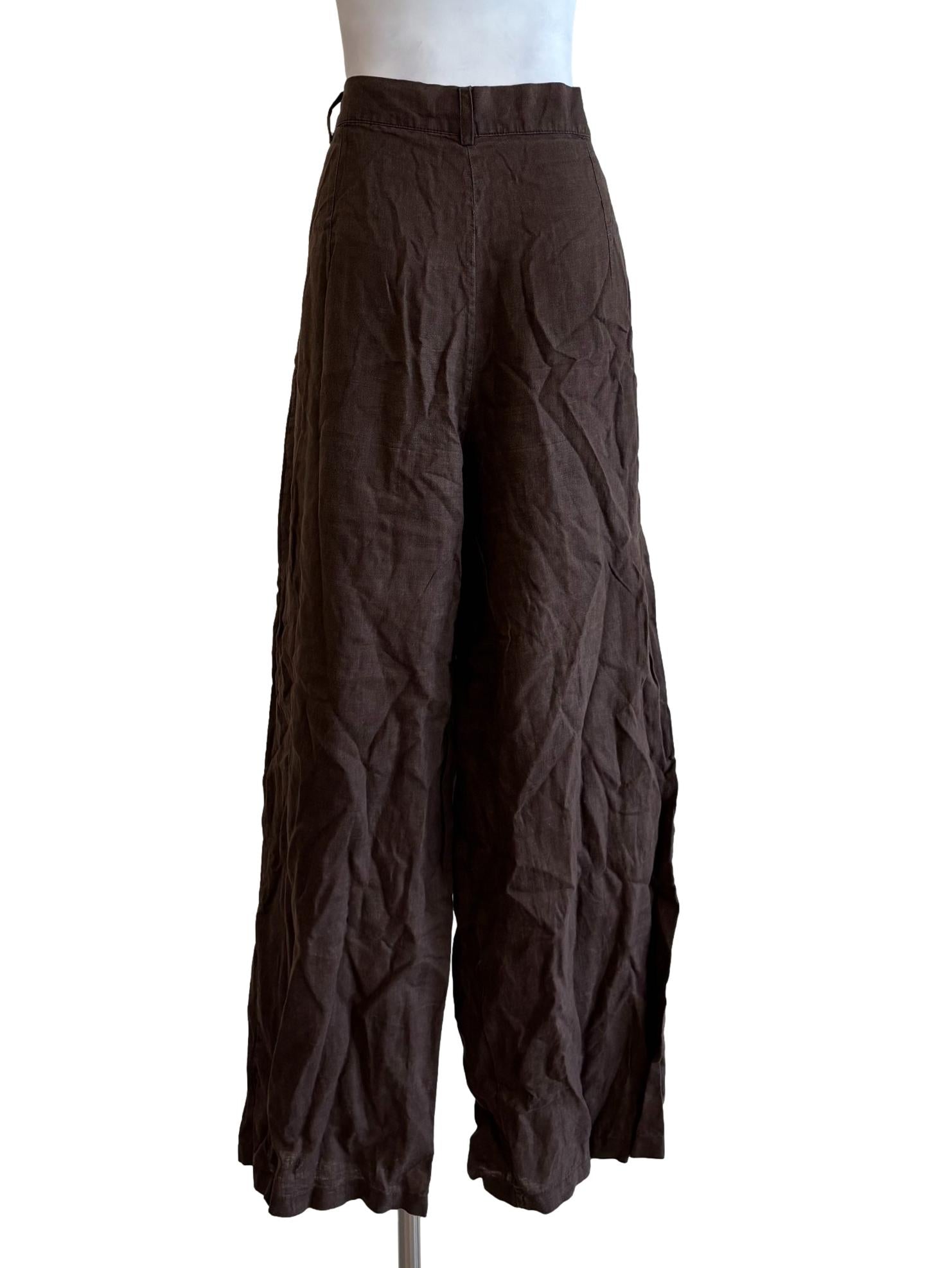 Dark Chocolate Wide Linen Pants