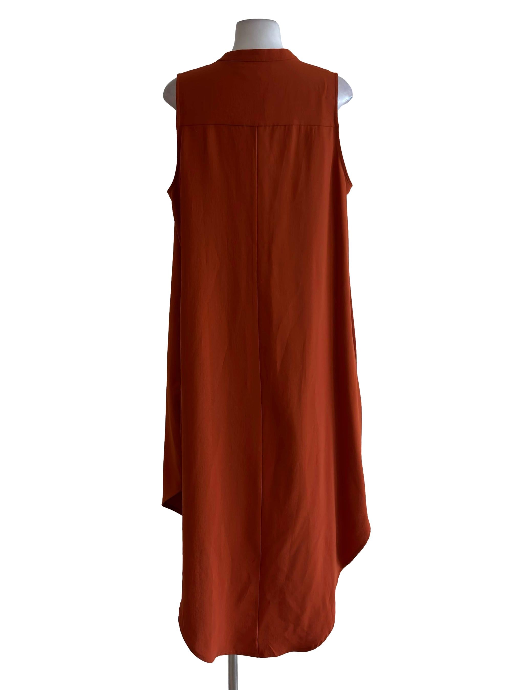 Fire Orange Button Front Shift Dress