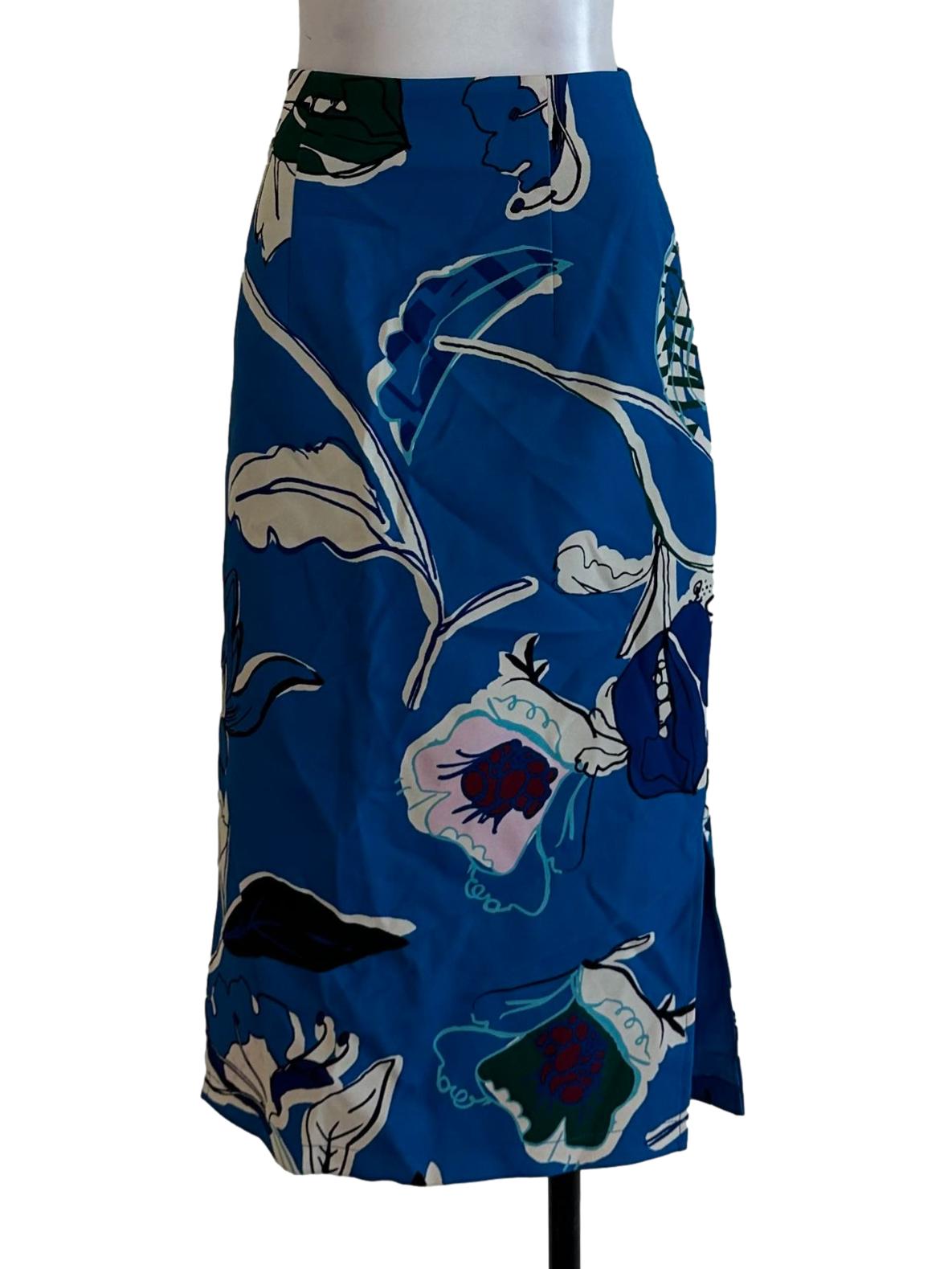 Lapis Blue Floral Printed Skirts