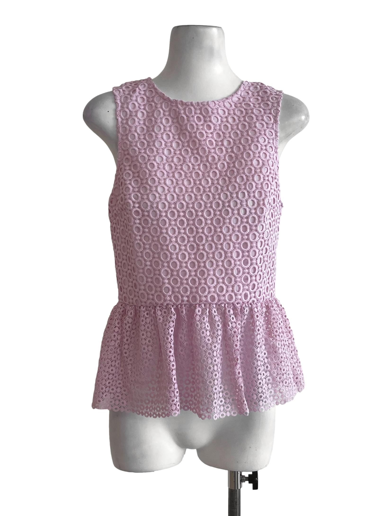 Bright Pink Eyelet Top