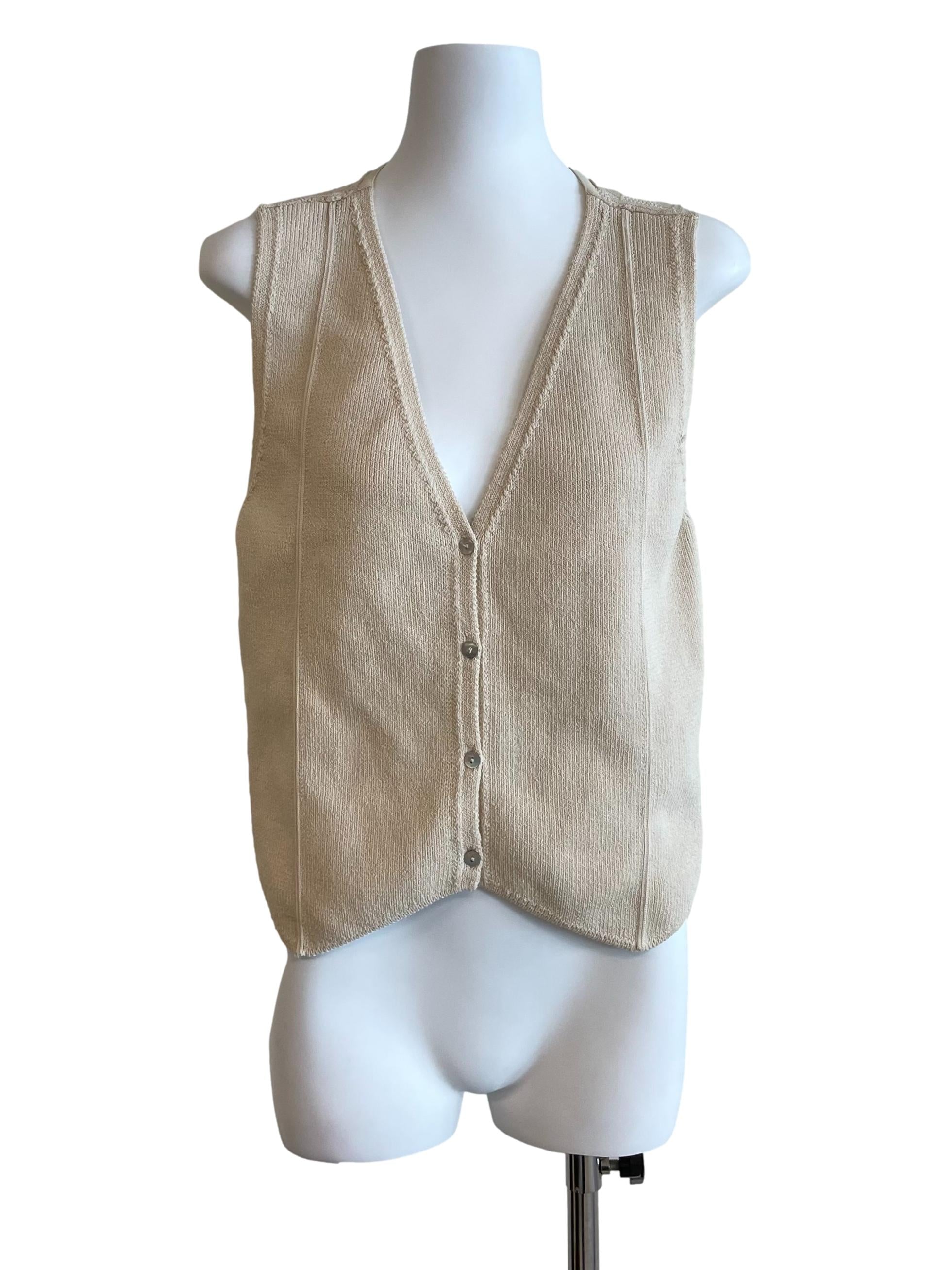 Egg Nog V Neck Knit Vest