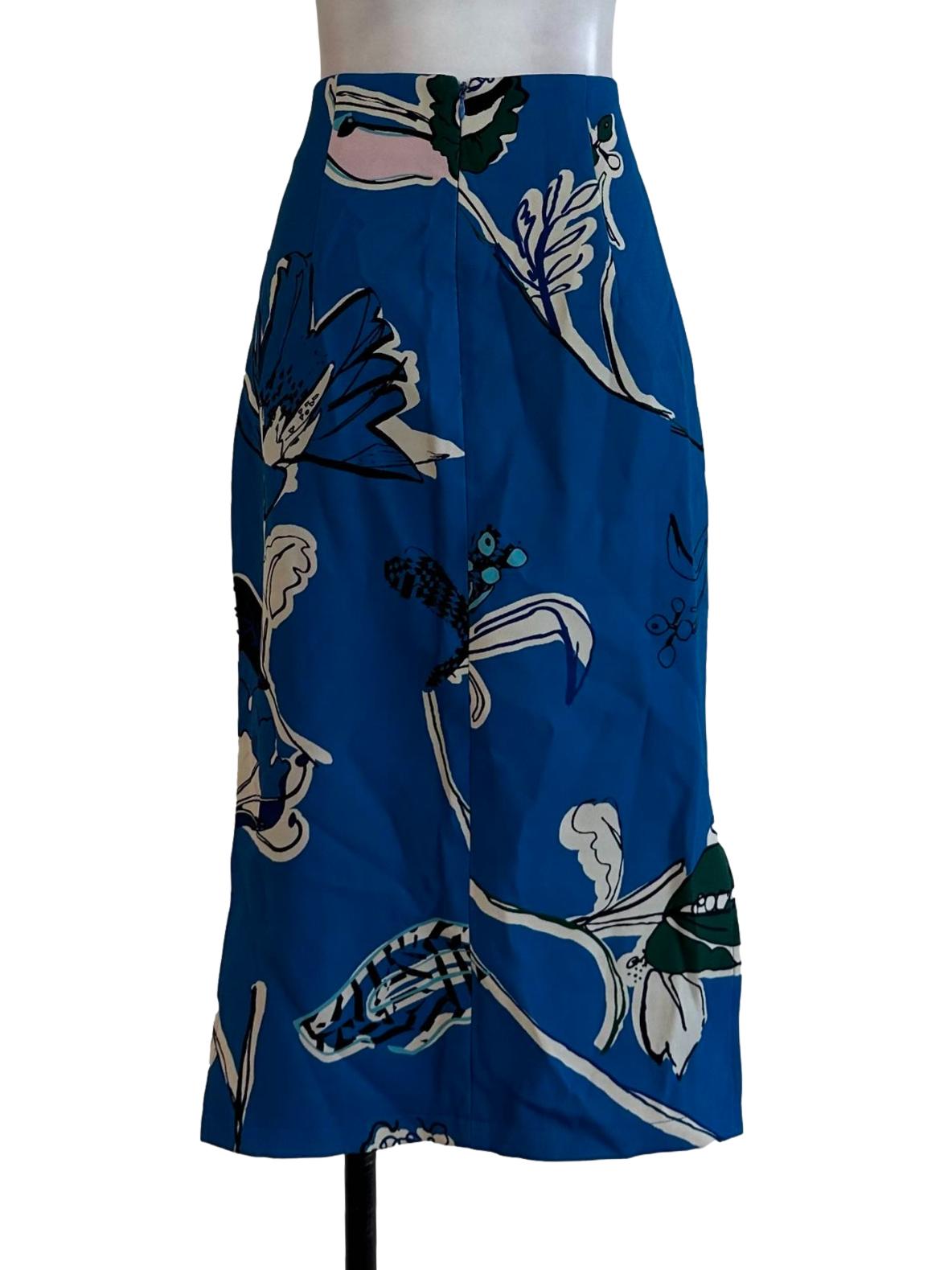 Lapis Blue Floral Printed Skirts