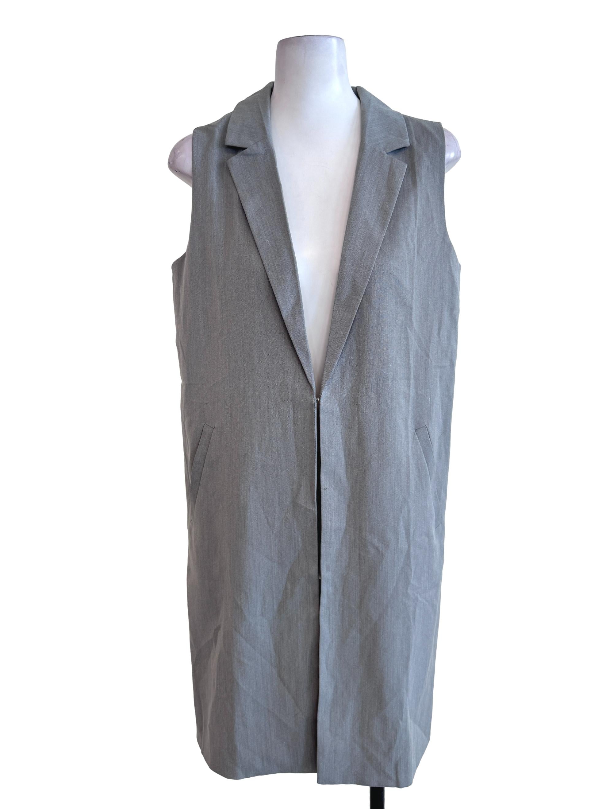 Grey Plain Long Vest