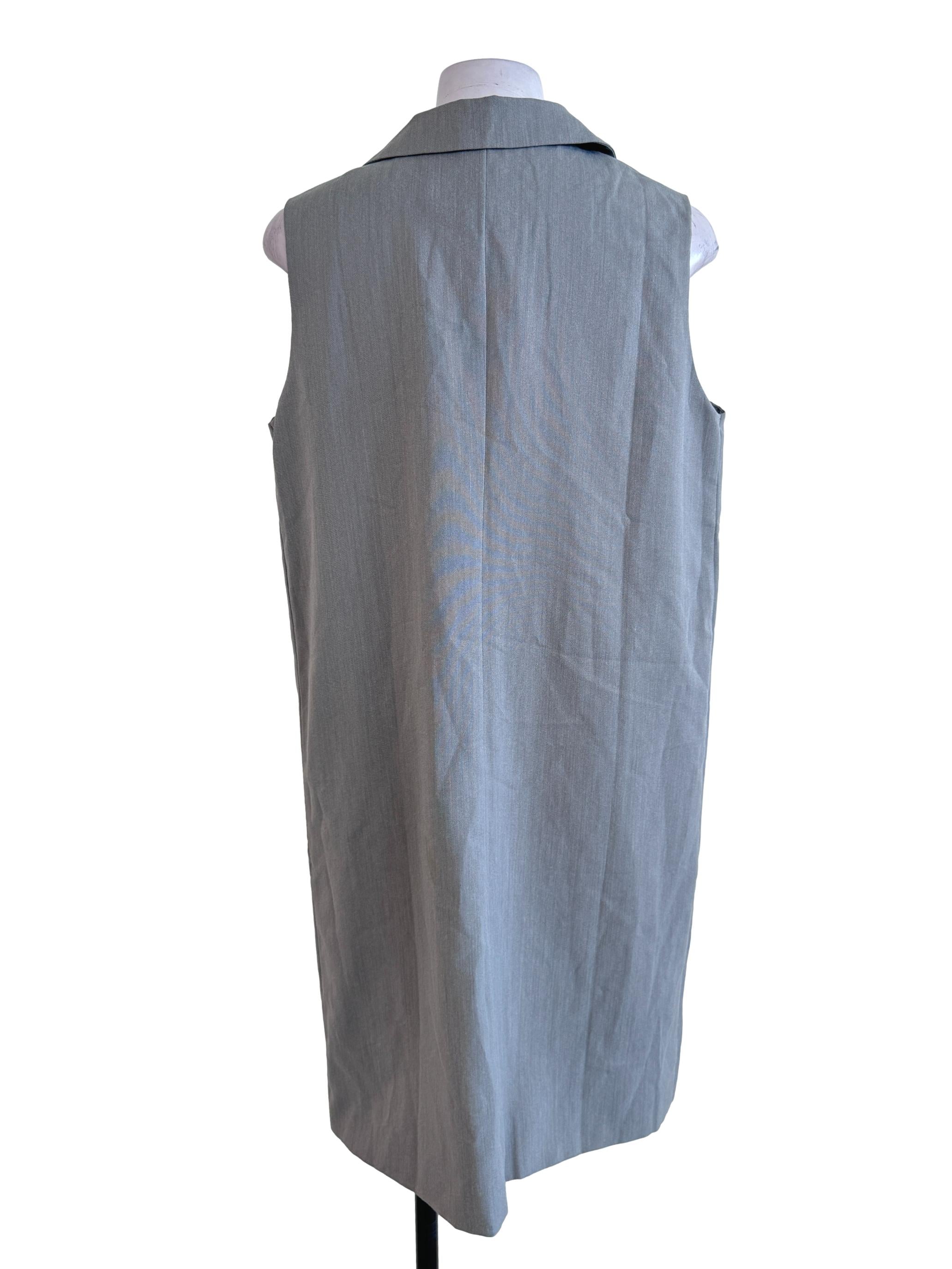 Grey Plain Long Vest