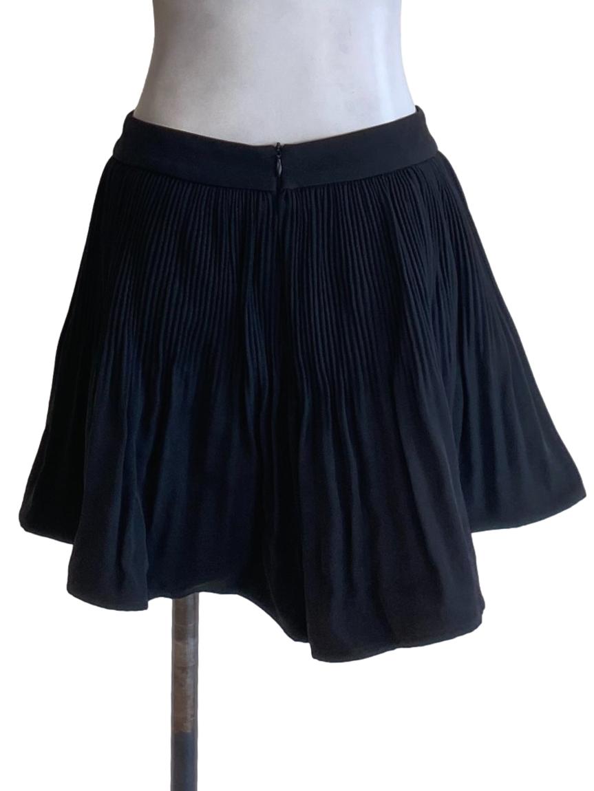 Rich Black Pleated Wide Leg Flowy Shorts
