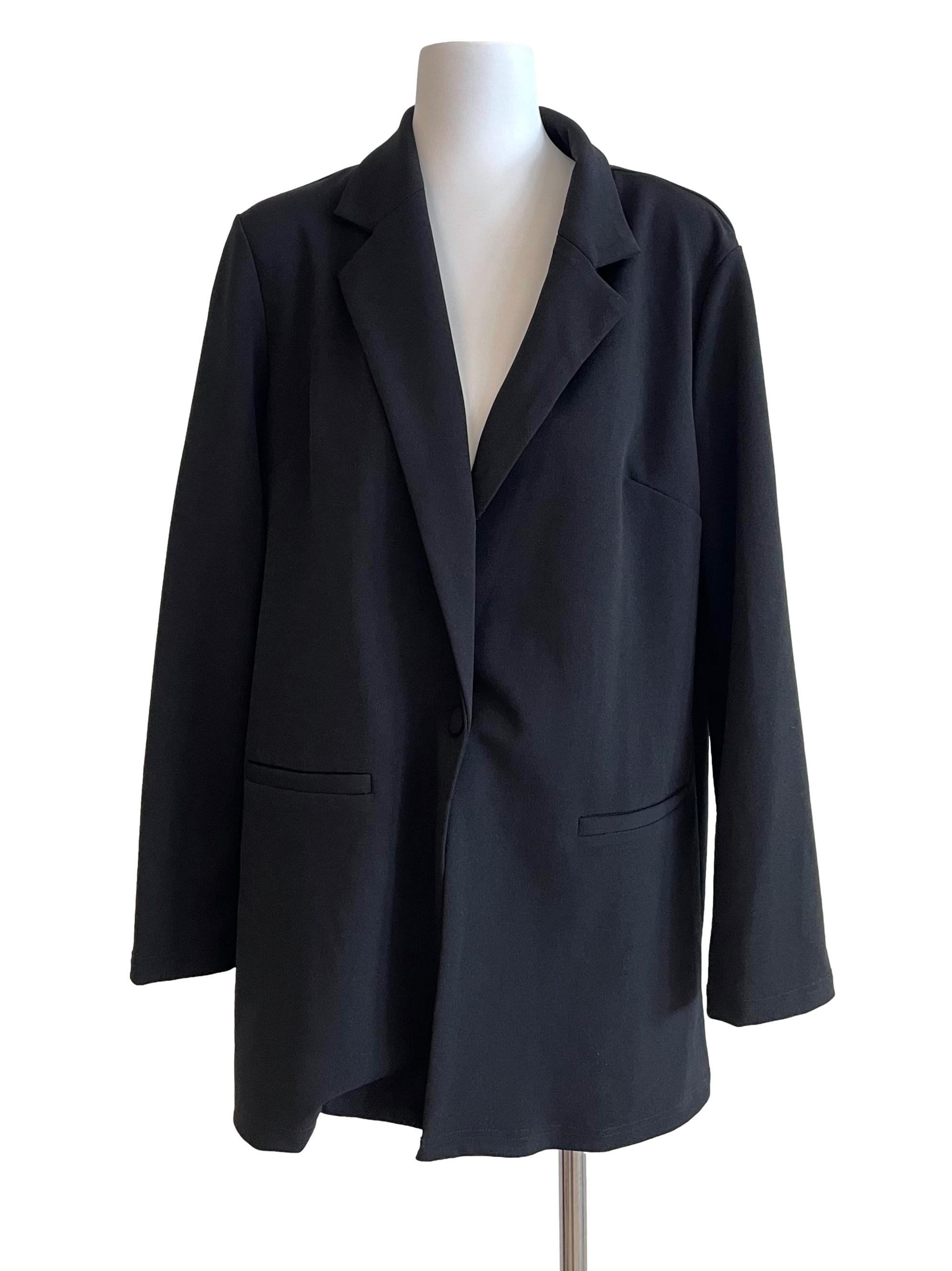 Black One Button Blazer