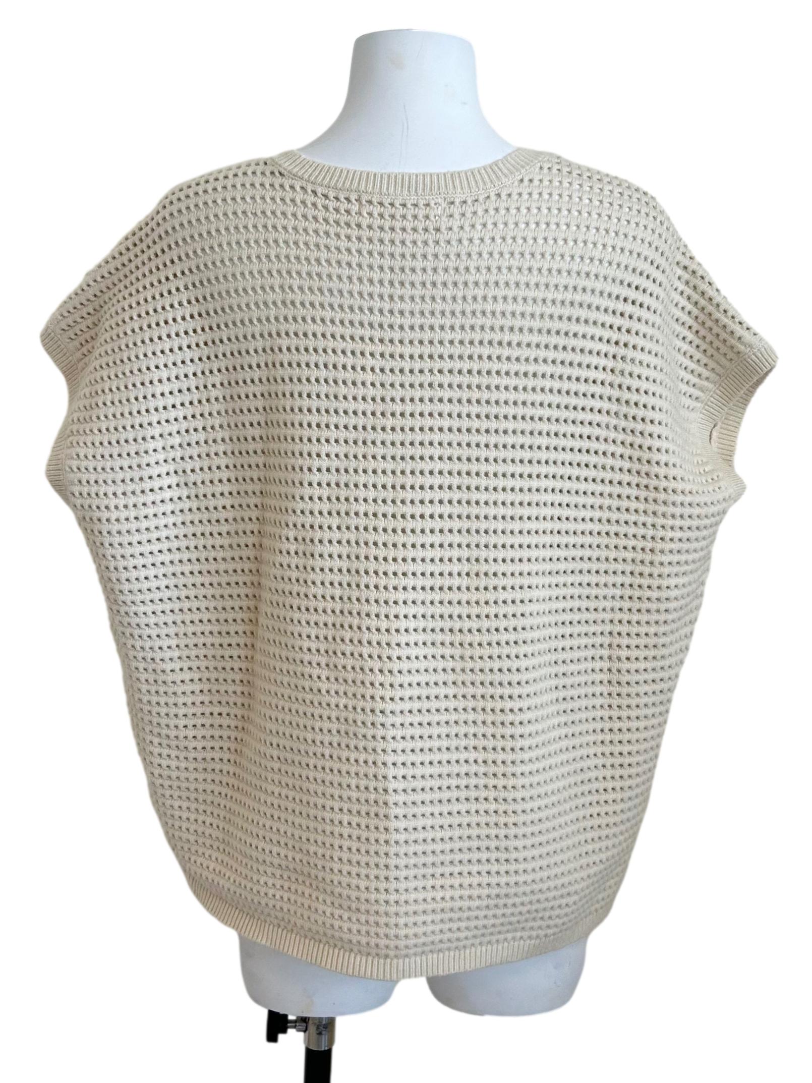 Cream Open Knit Sleeveless Vest