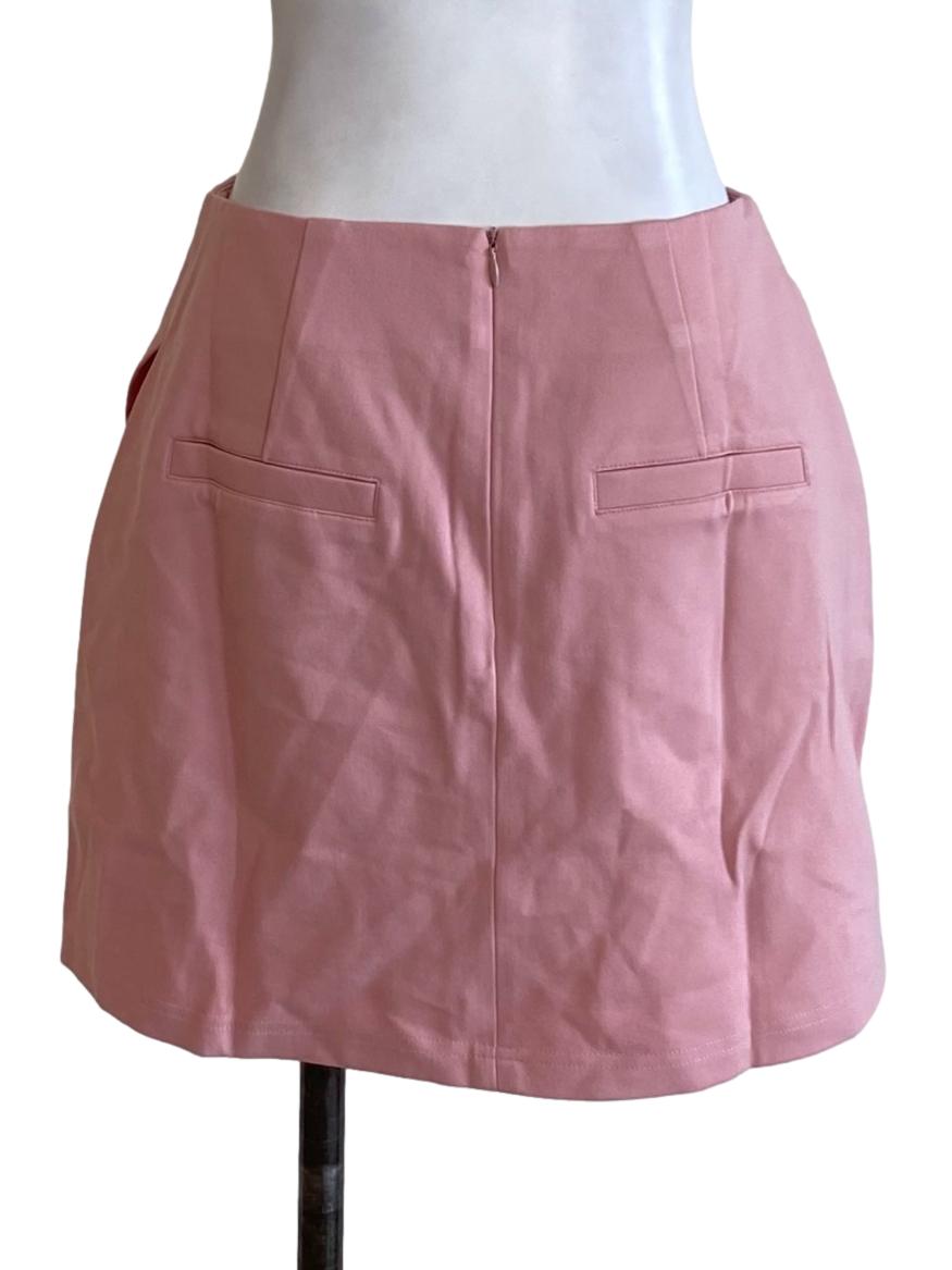 Rose Pink Asymmetrical Mini Sheath Skirt