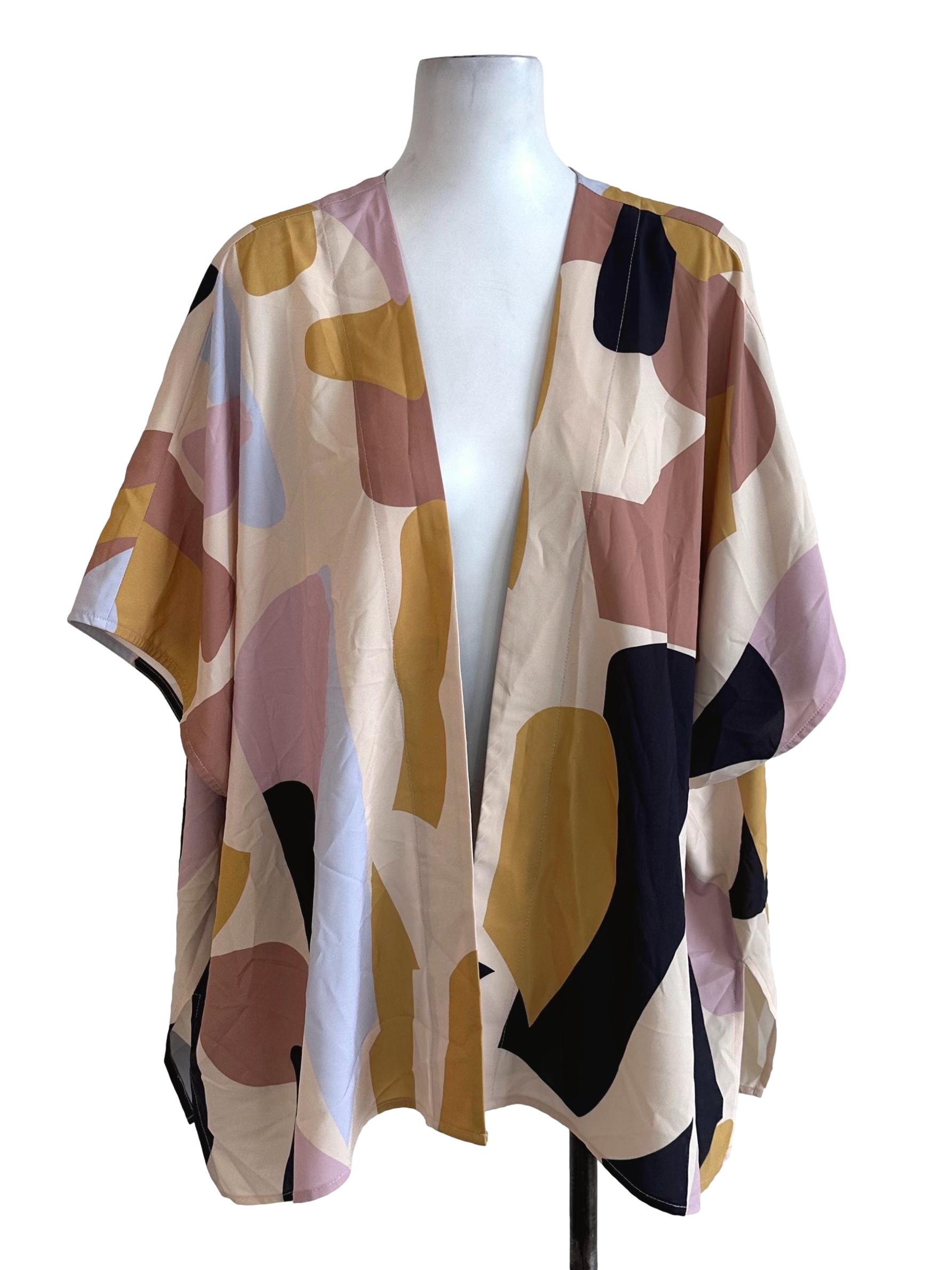 MDS Cream Beige Abstract Cardigan | REFASH