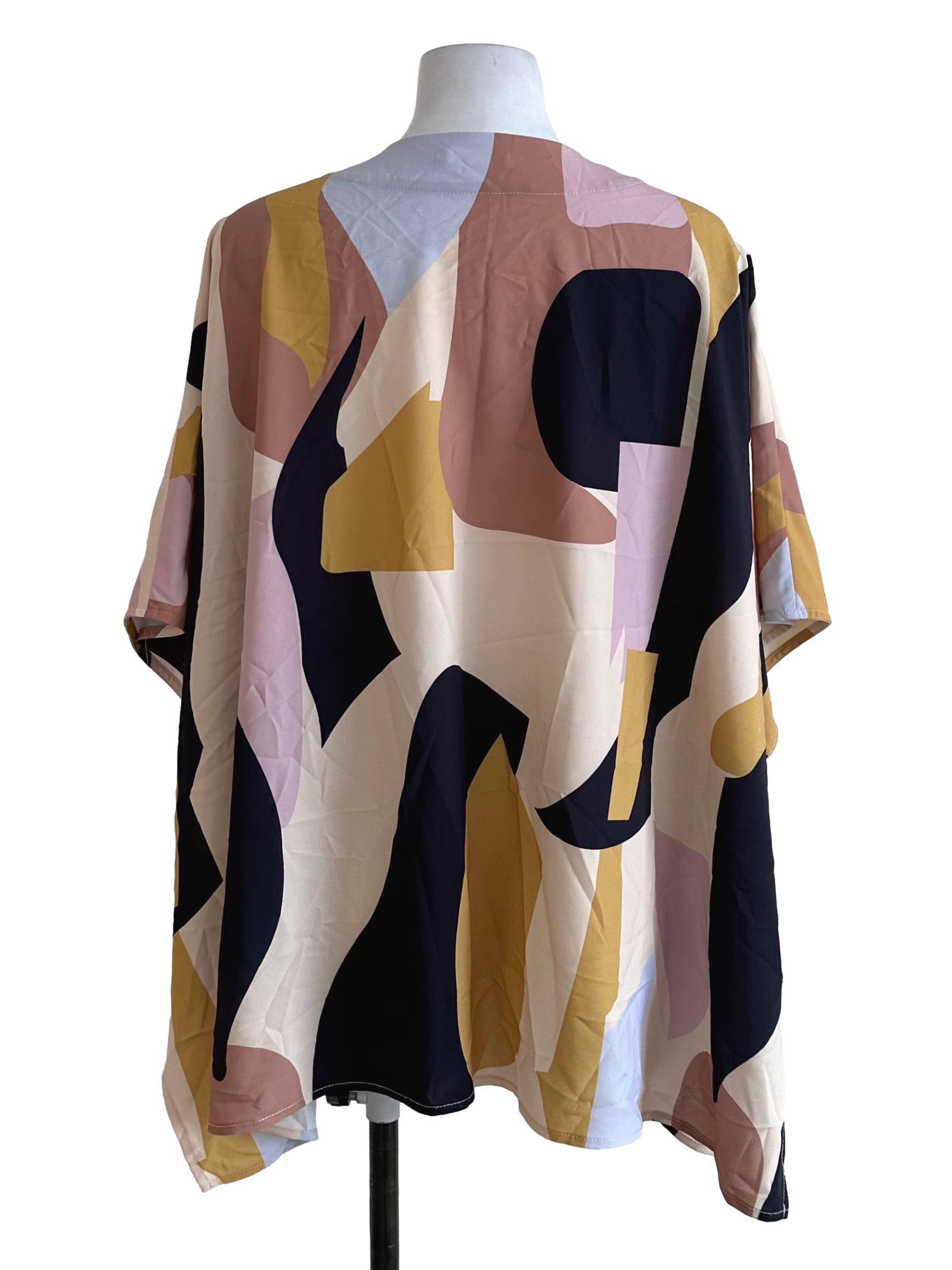 MDS Cream Beige Abstract Cardigan | REFASH
