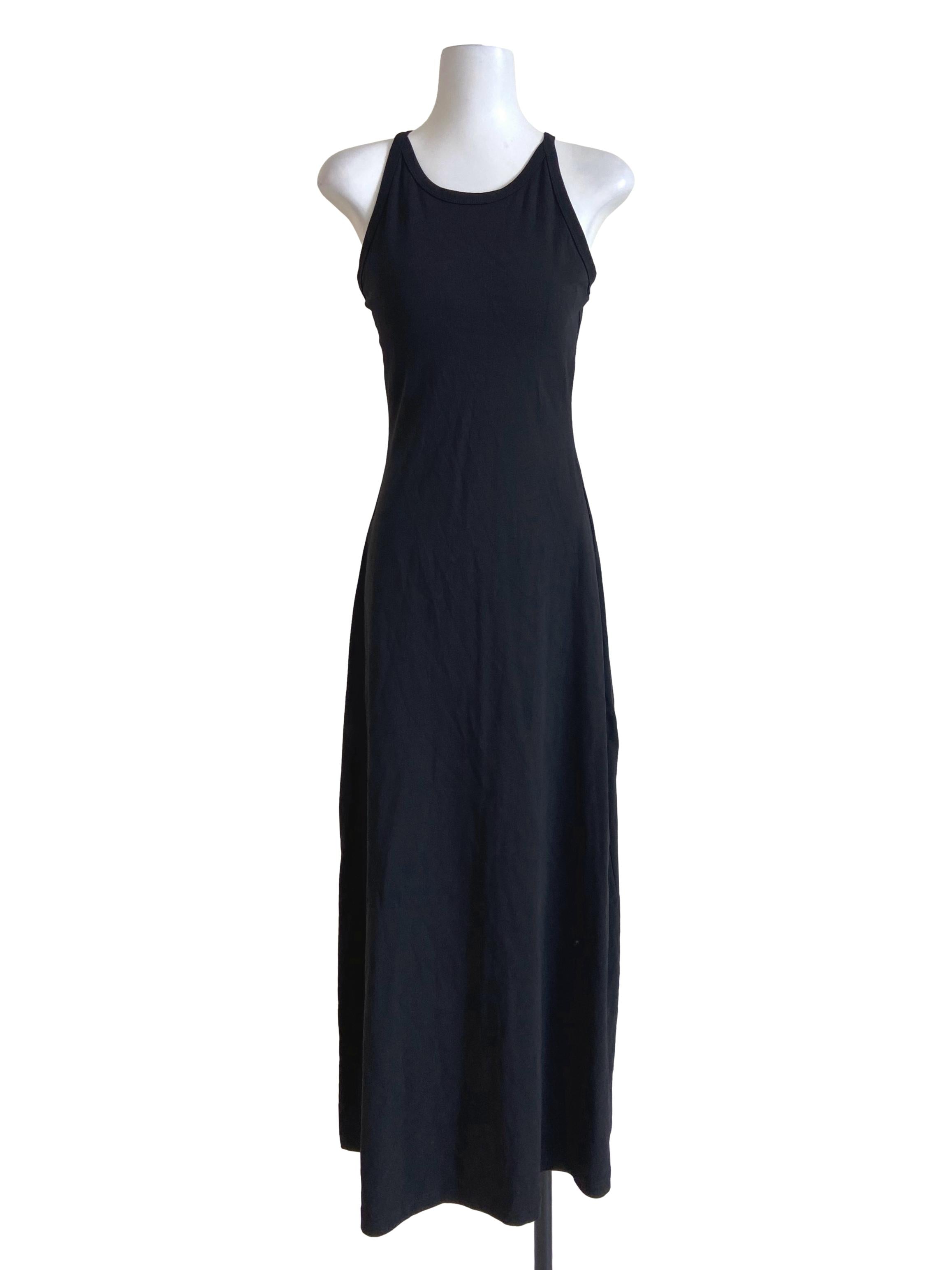 Black Sleeveless Twill Empire Dress