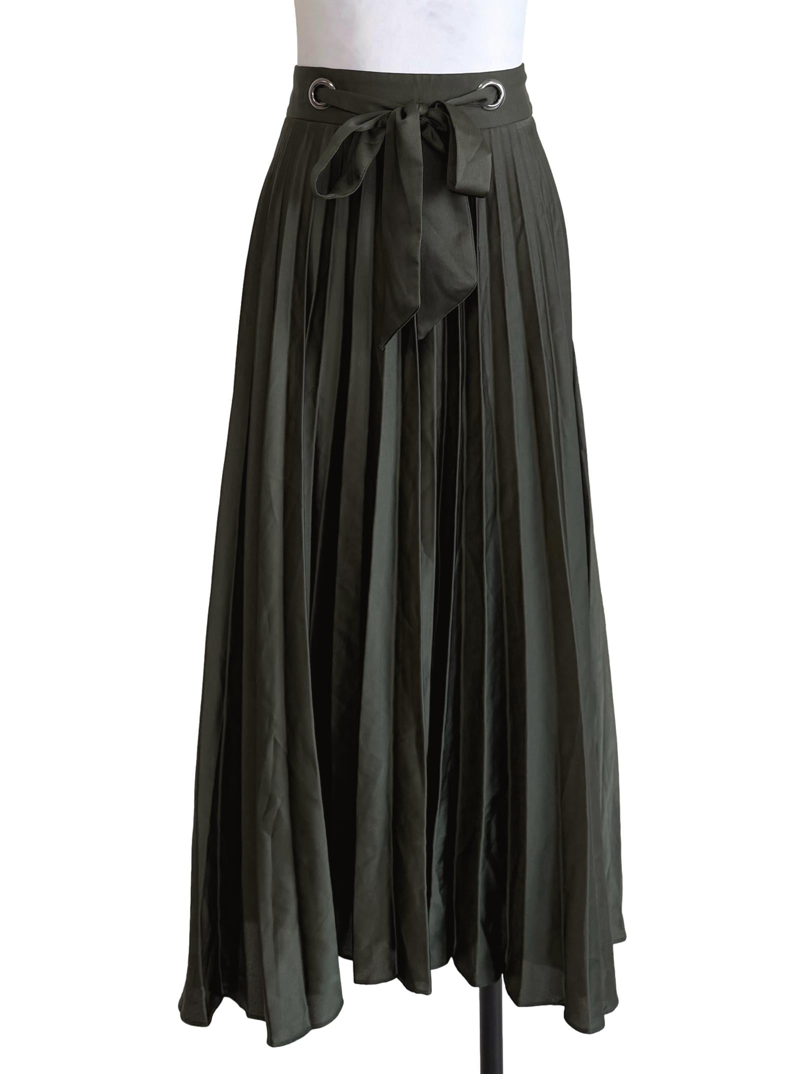 Basil Green Pleated Skirt