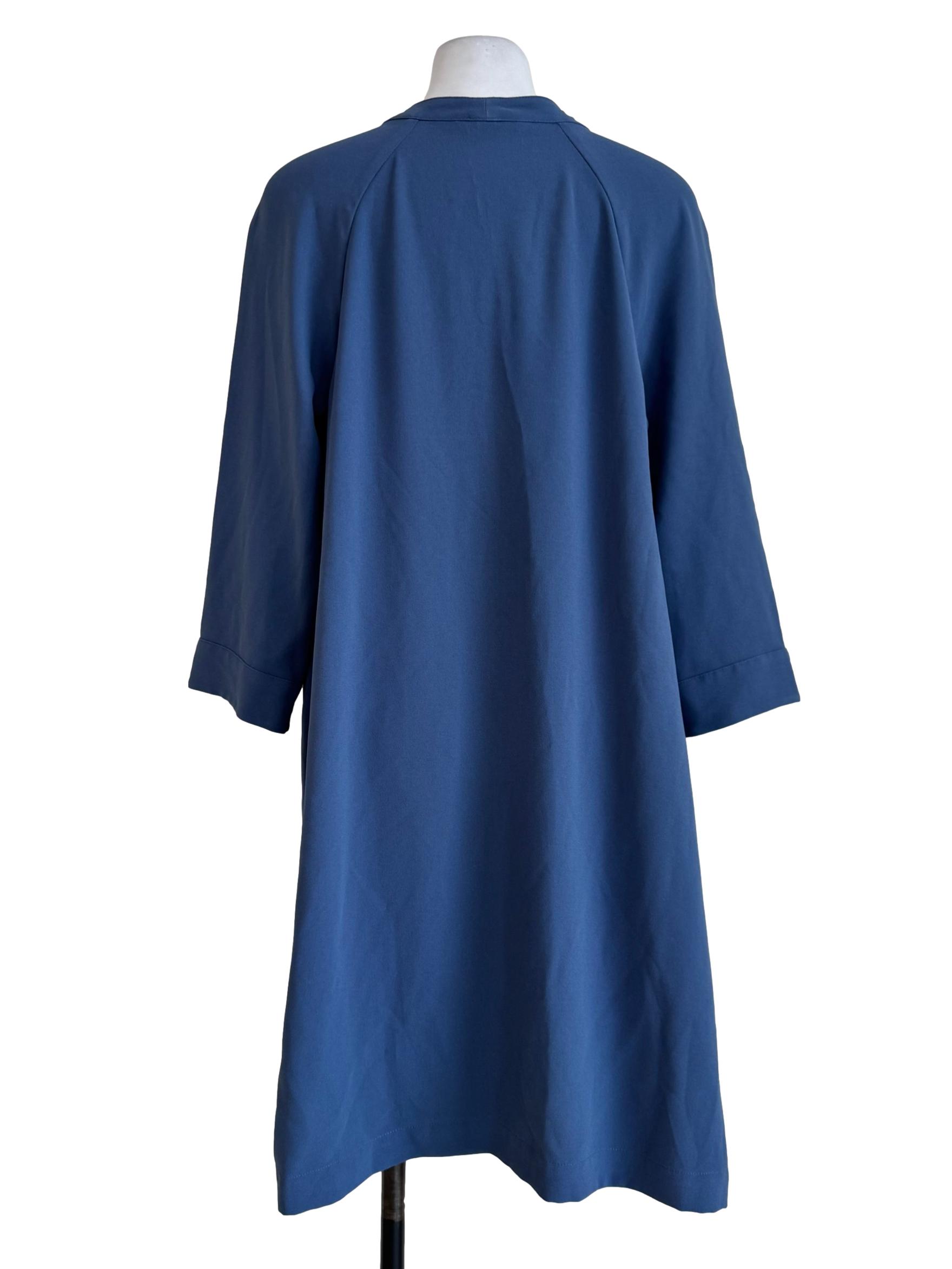 Dusty Blue Bow Long Sleeve Dress