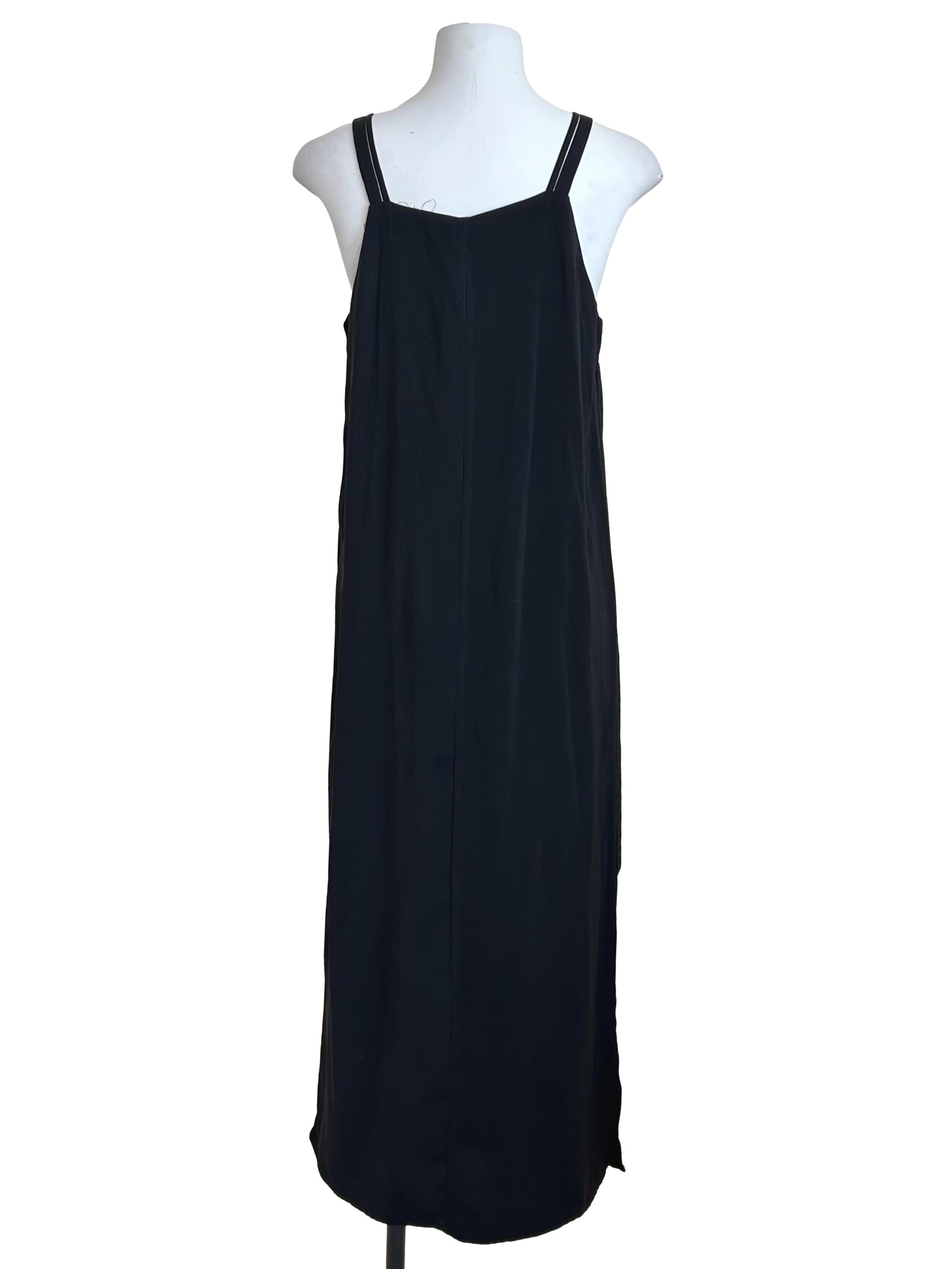 Black Square Neck Strappy Midi Dress