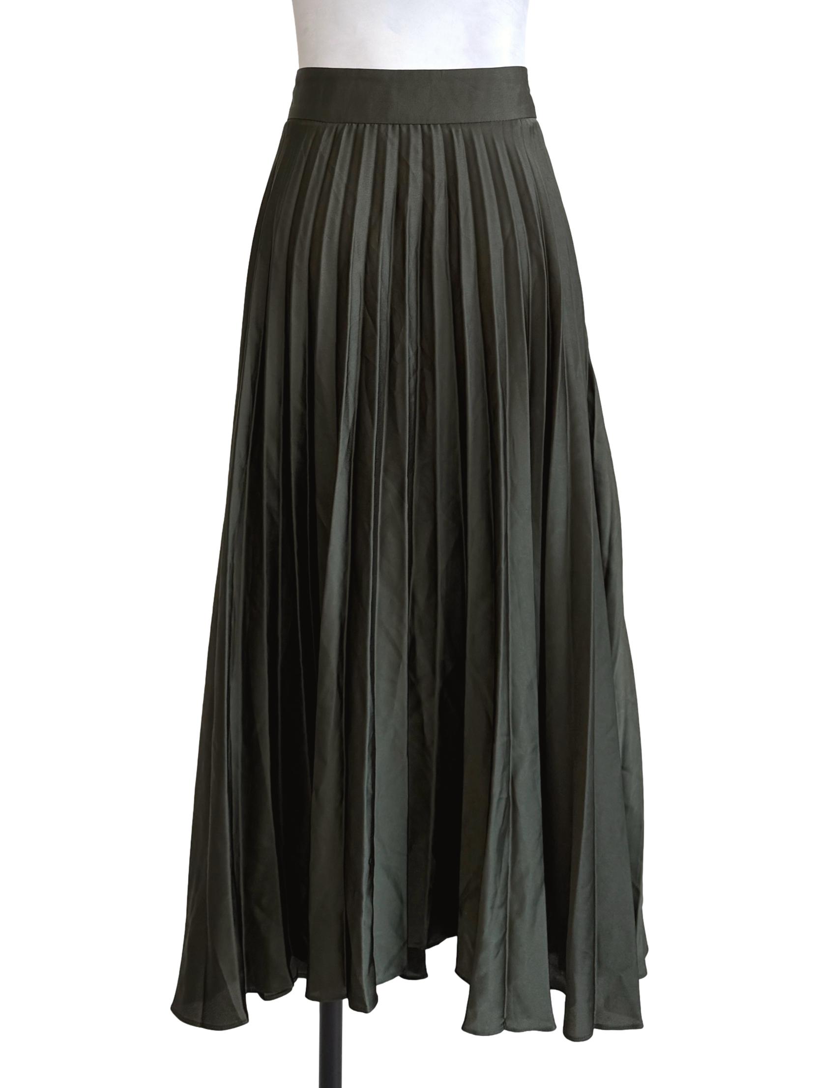Basil Green Pleated Skirt