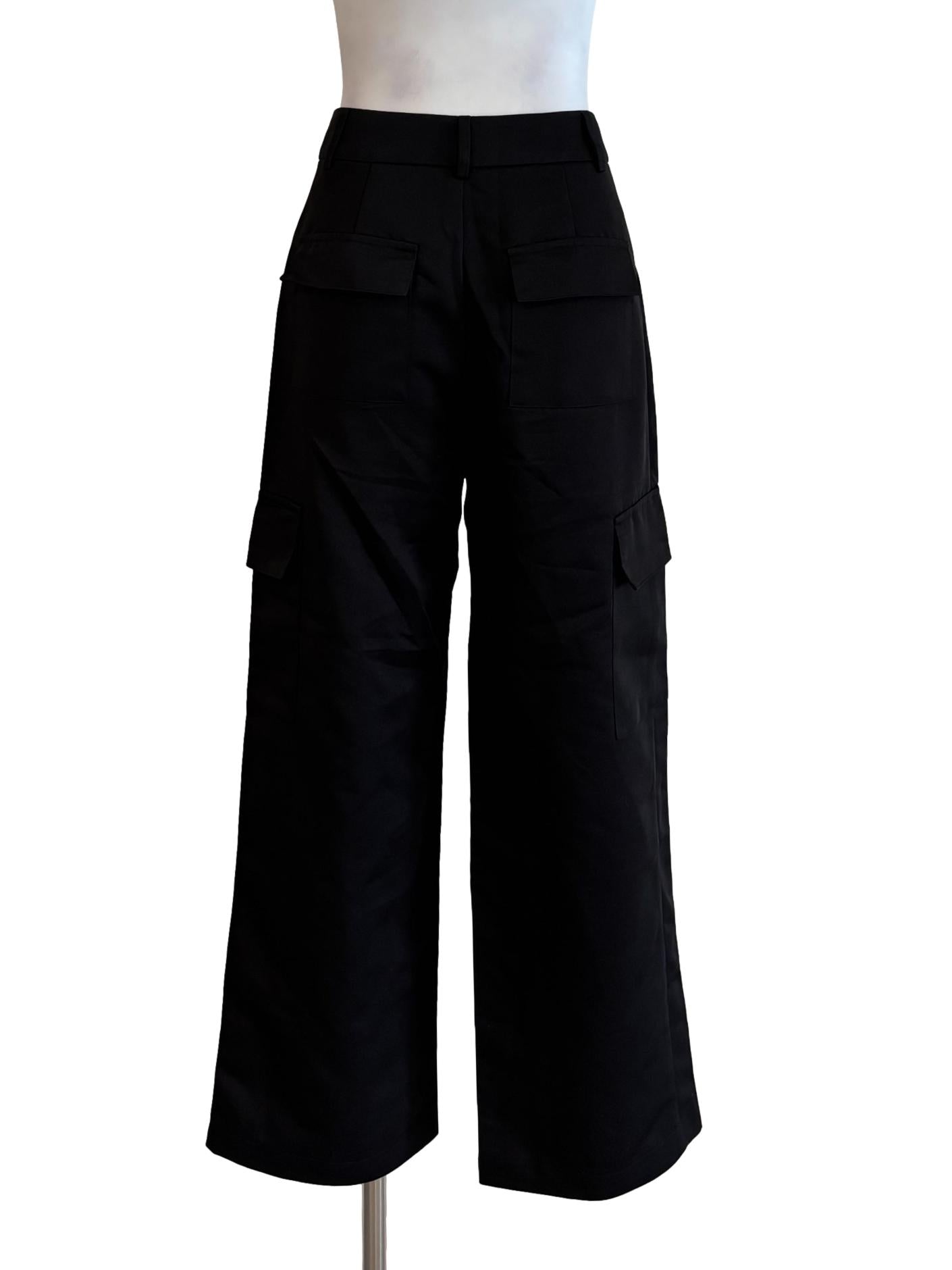 Soft Black Straight Cargo Pants