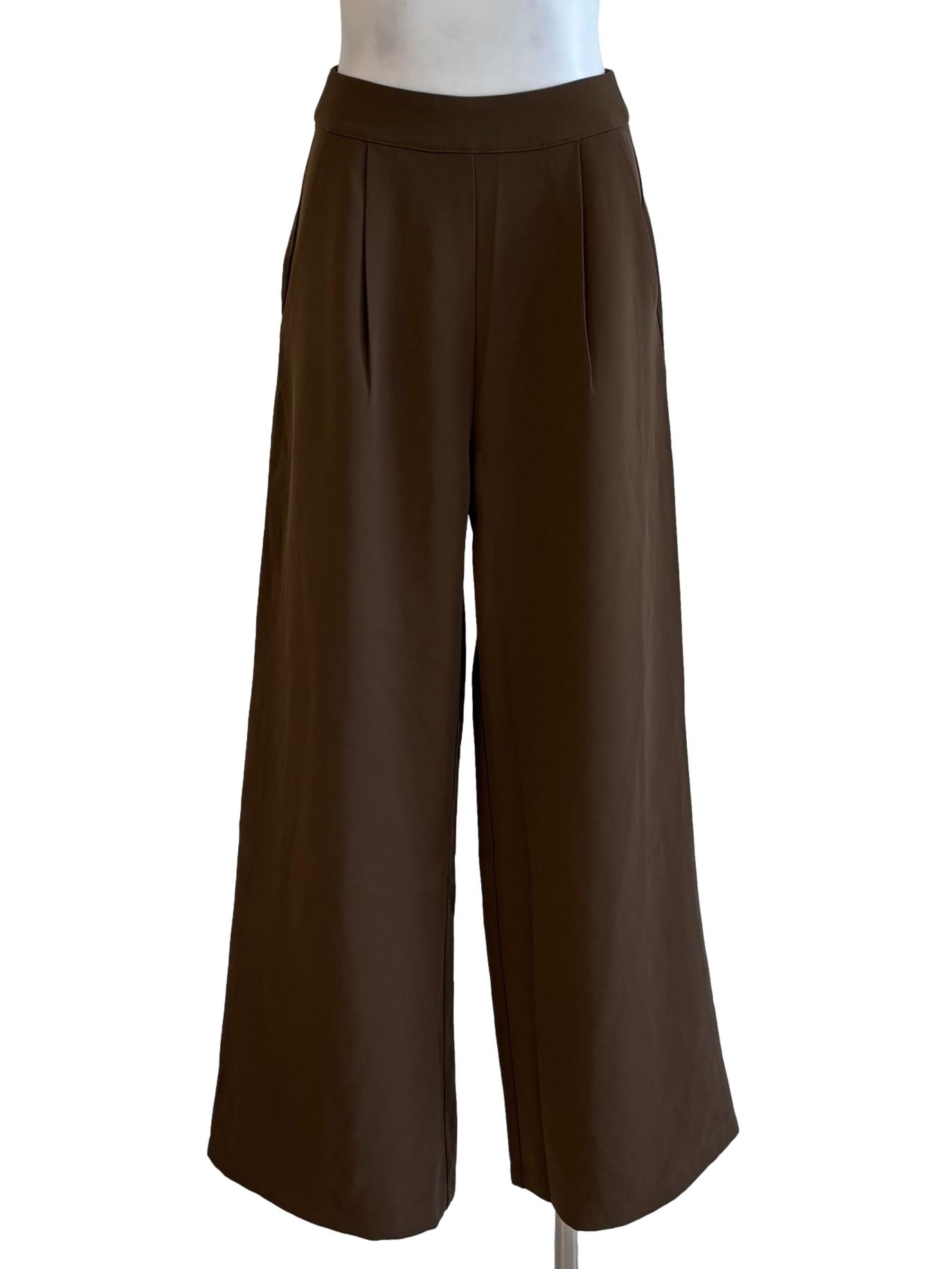 Tan Brown Pleated Straight Pants