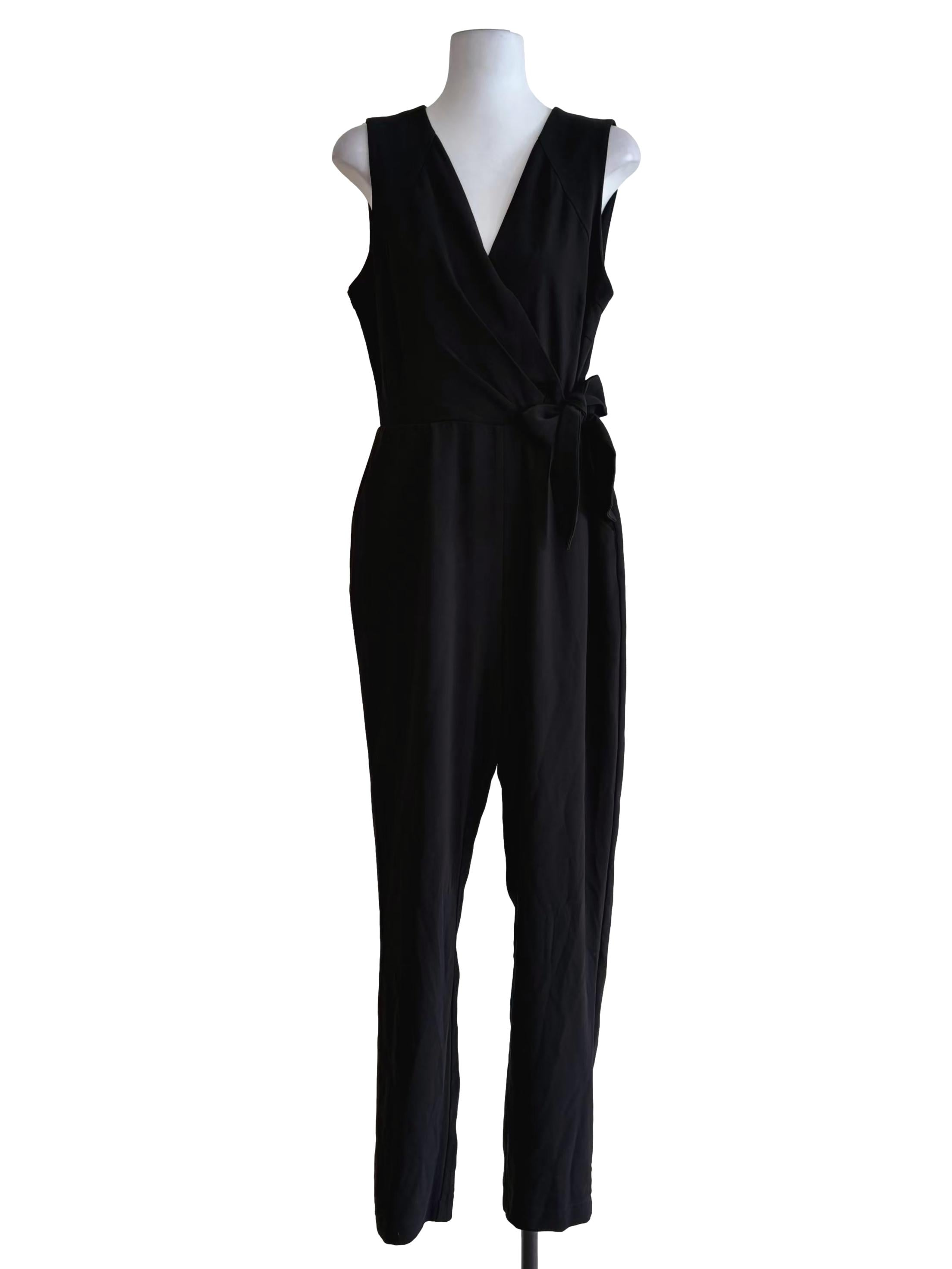 Jade Black Crossed Side Tie Sleeveless Jumpsuit