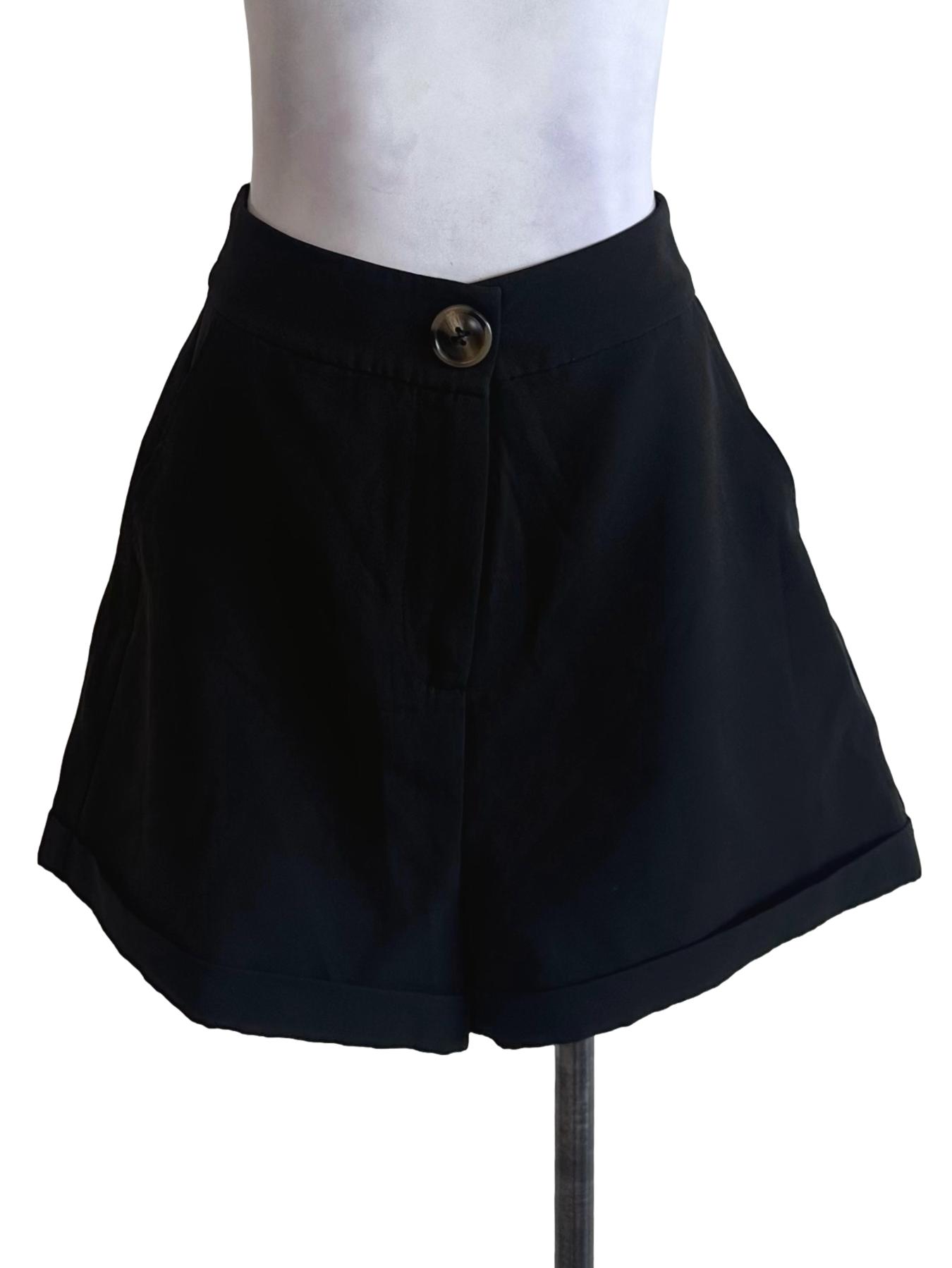 Raven Black High Waist Shorts