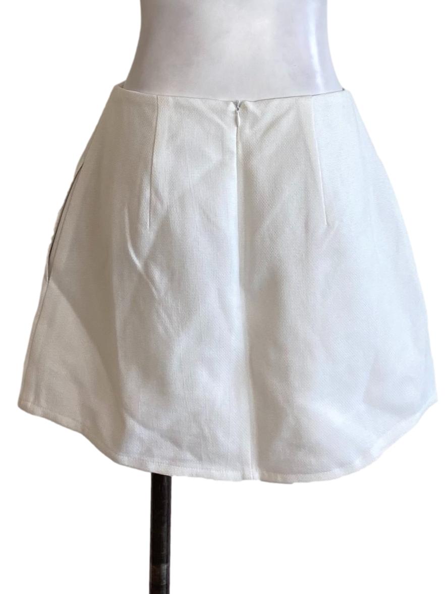 Soft White Mini Sheath A-Line Skirt