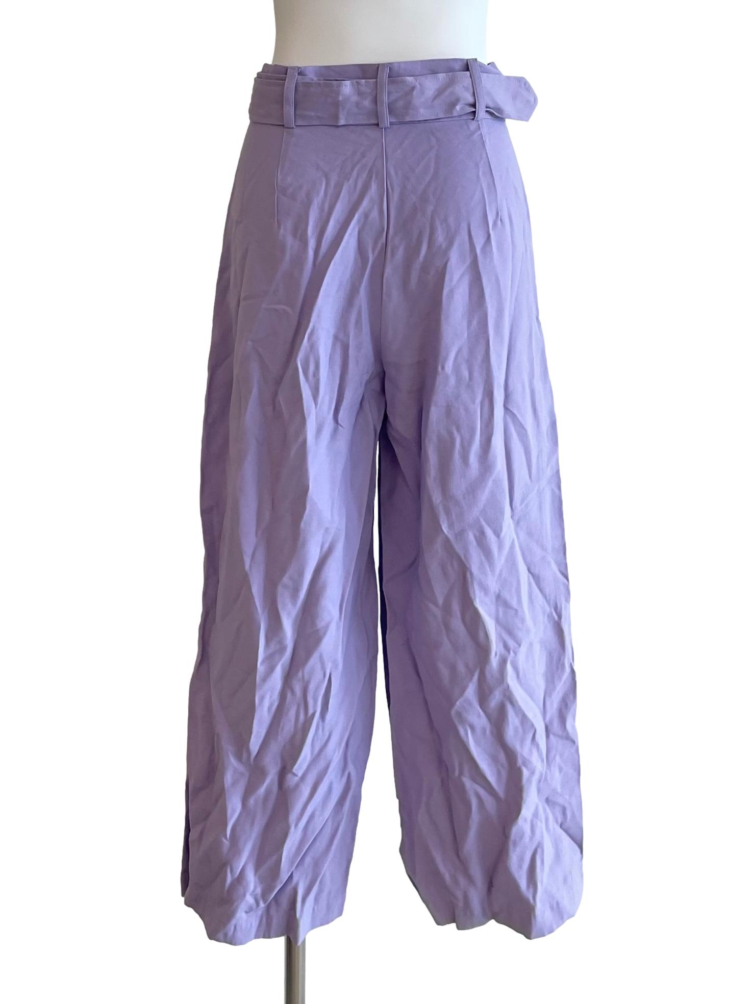 Lilac Buckled High Waist Pants