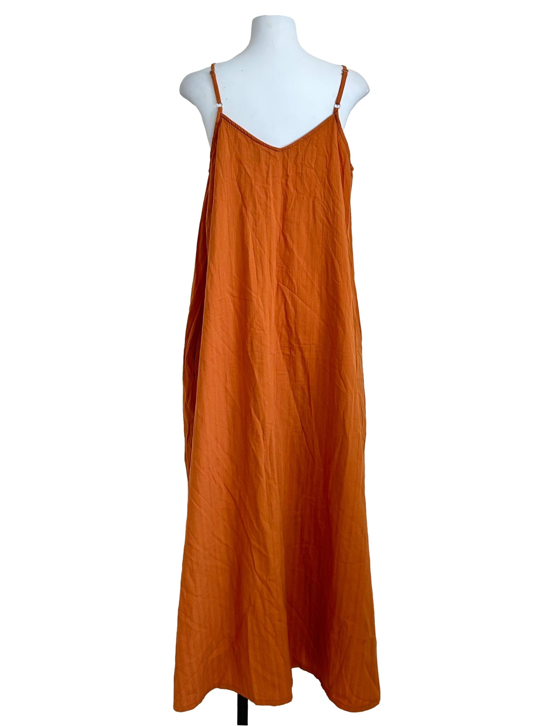 Orange V-Neck Cami Maxi Dress