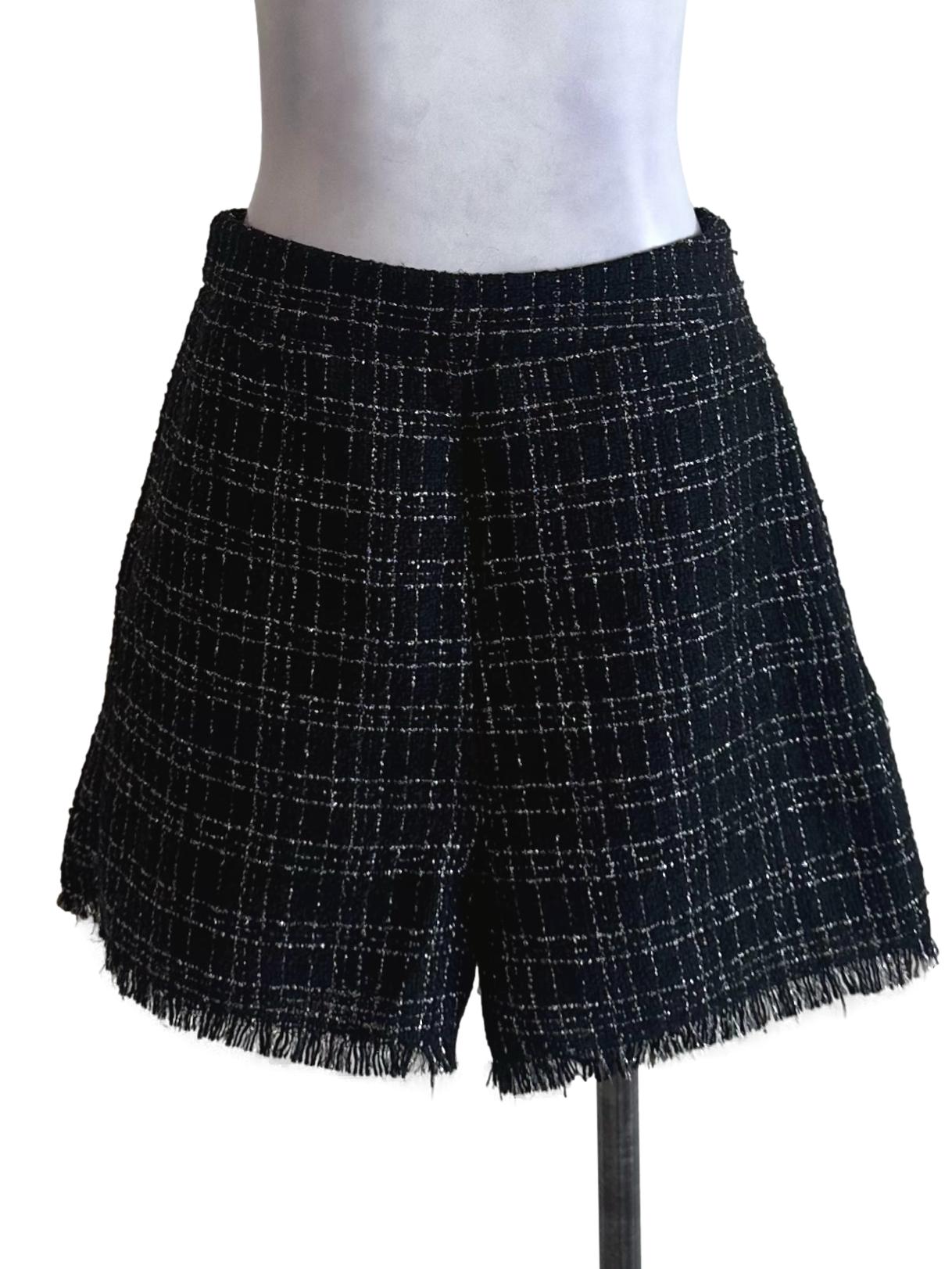 Onyx Black Tweed Textured Shorts