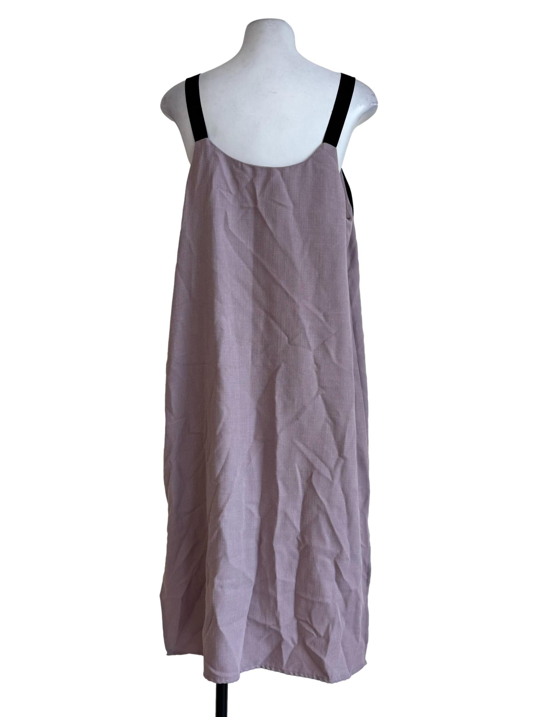 Textured Pale Purple Black Strap Dress