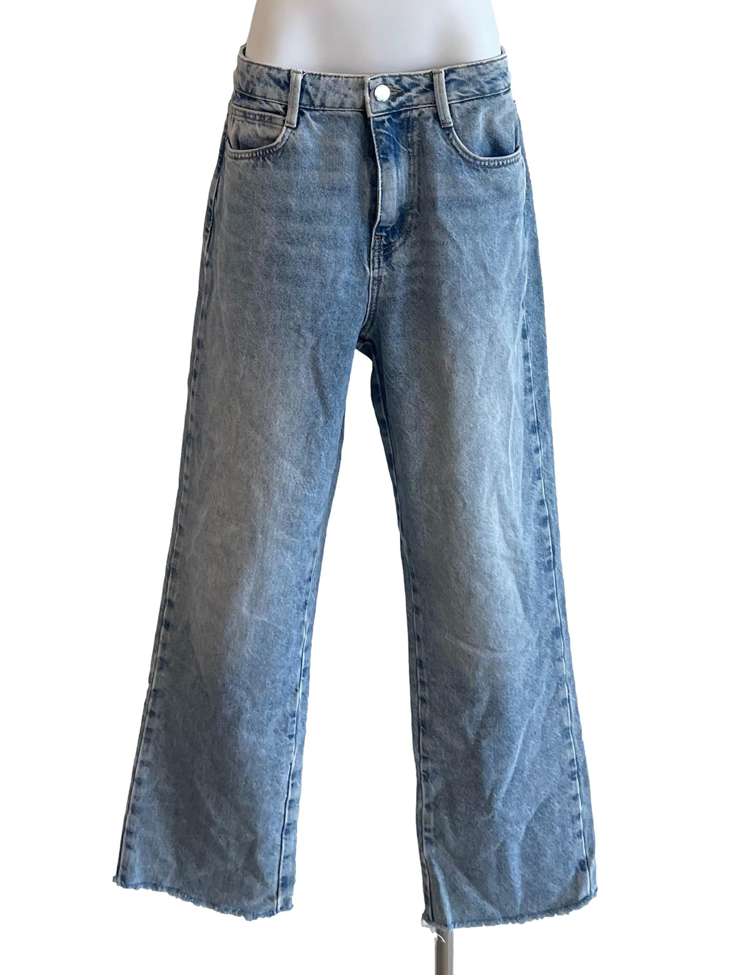 Ash Blue Distressed Baggy Jeans