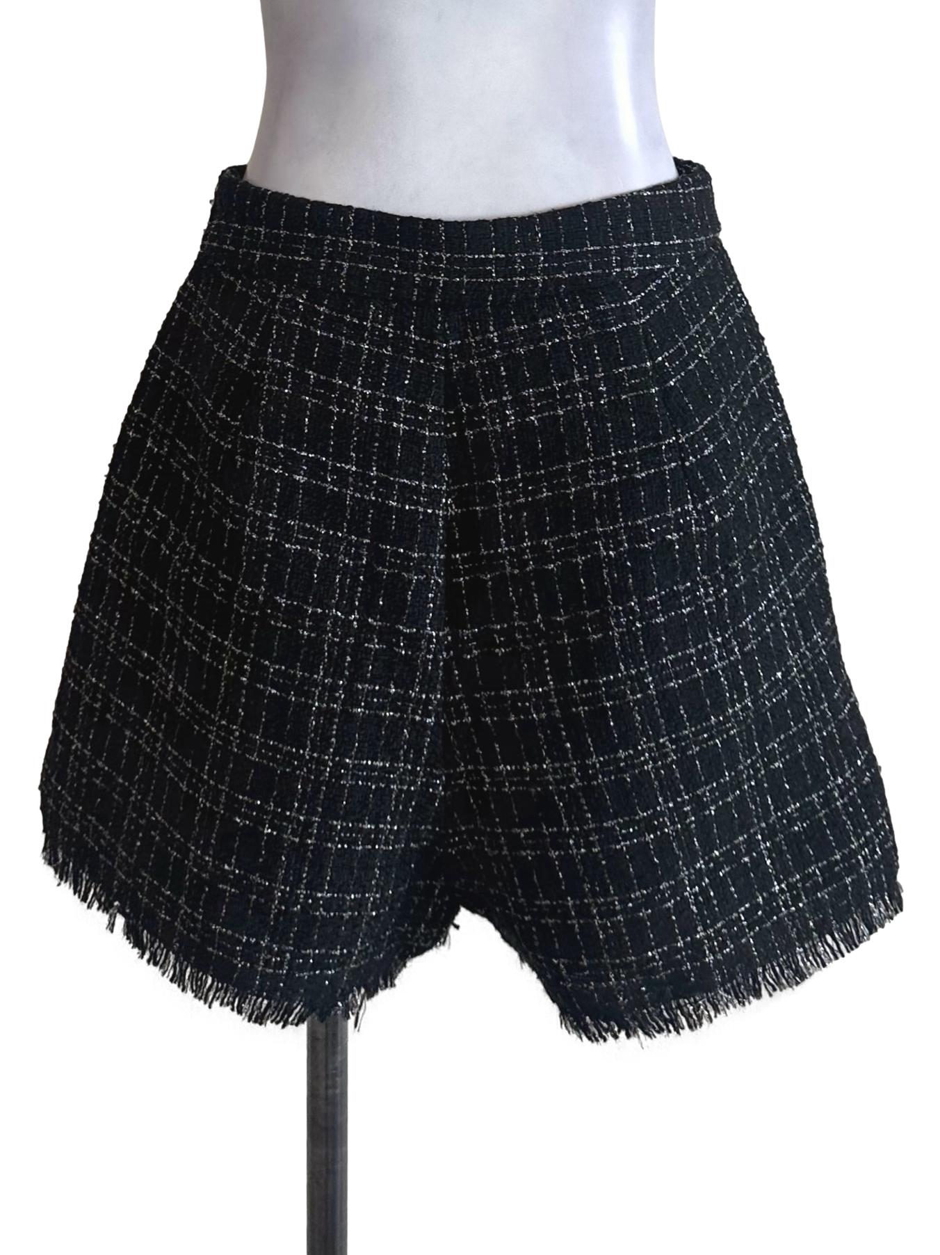 Onyx Black Tweed Textured Shorts